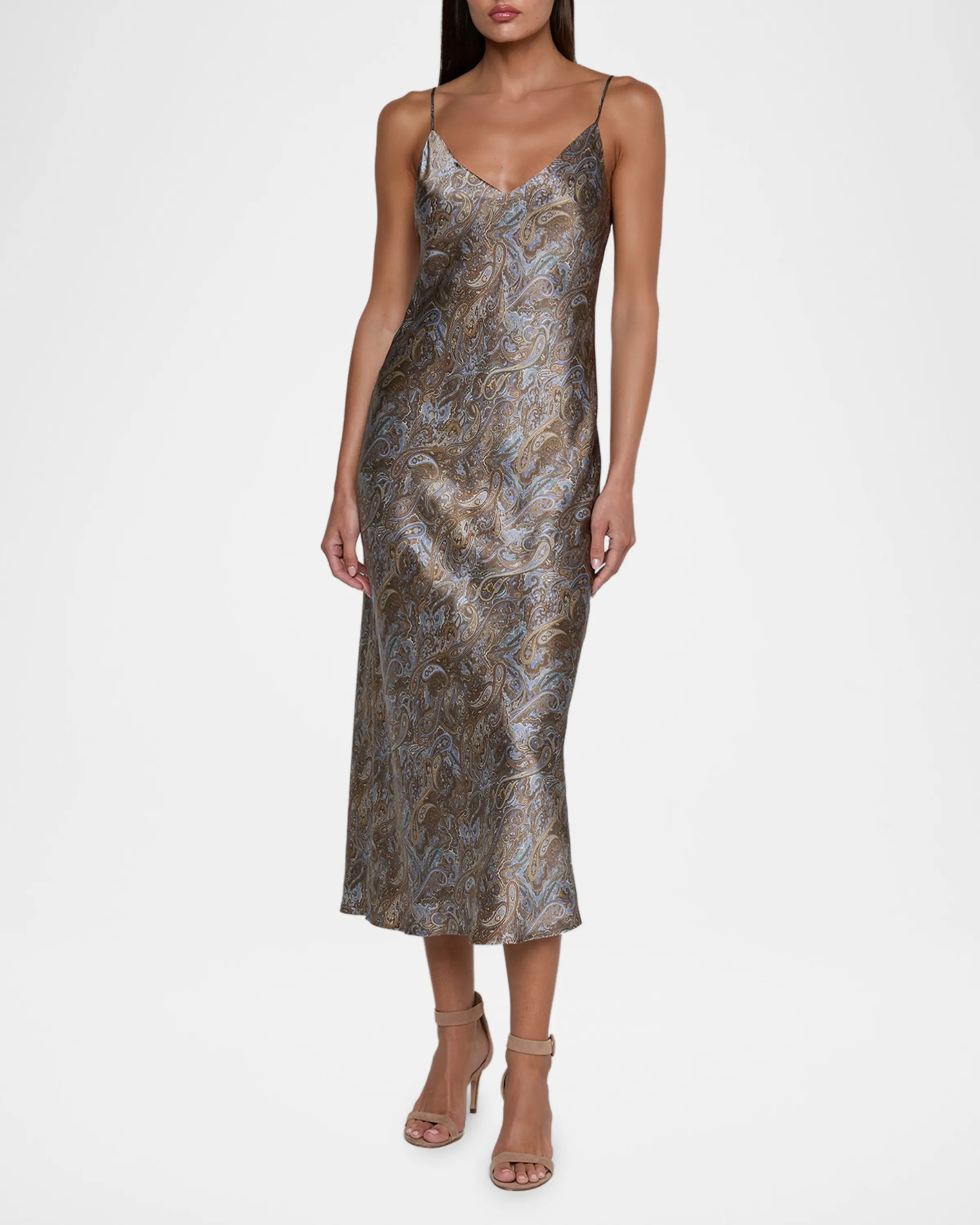 L'Agence Seridie Paisley Mid-Length Slip Dress
