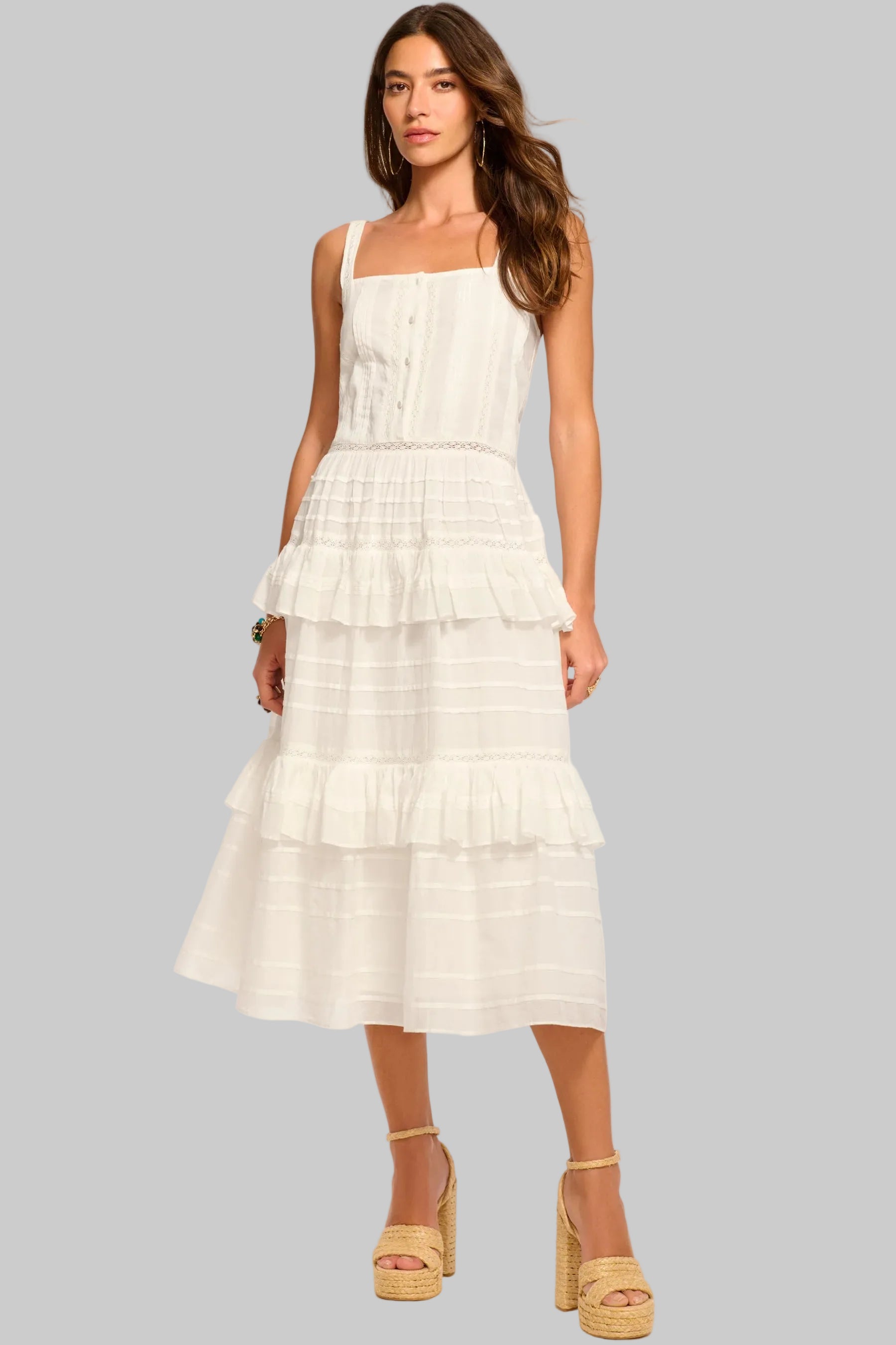 Ramy Brook Daria Embroidered Voile Midi Dress