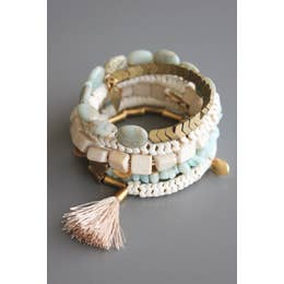 Amazonite and White Wrap Bracelet