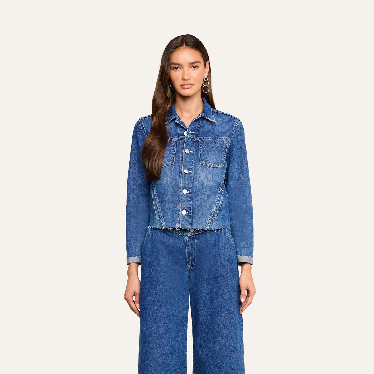 L'Agence Janelle Slim Raw Jacket - Atlantis