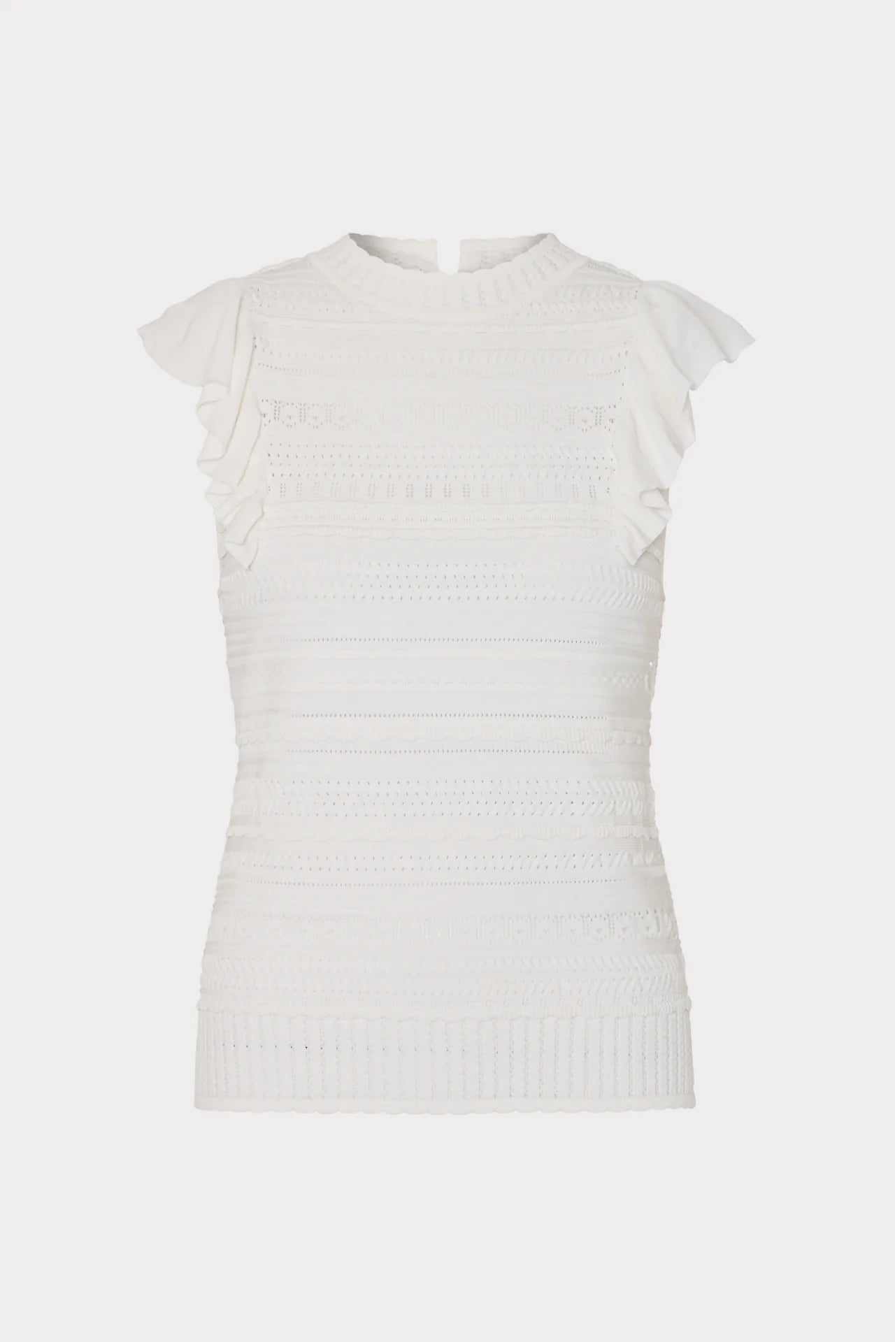 Pointelle Flutter Sleeve Top - Ecru