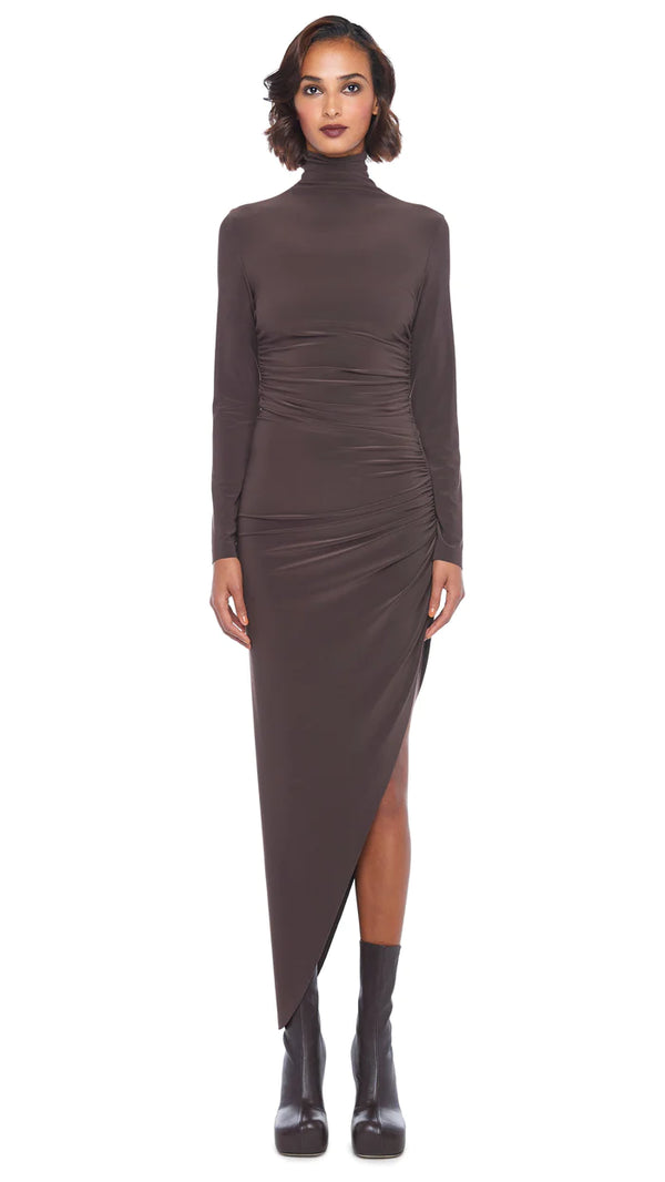 Turtleneck Side Drape Gown