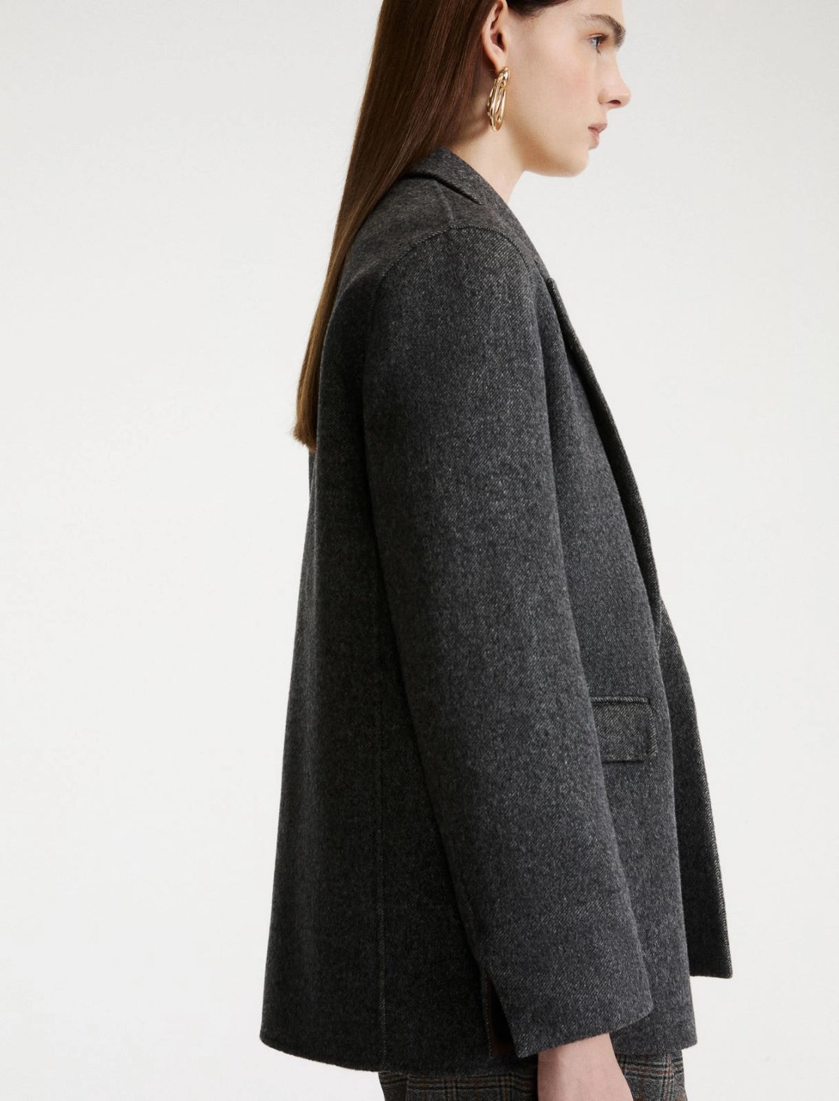 Marella Pure wool double-sided fabric blazer - MELANGE DARK GREY