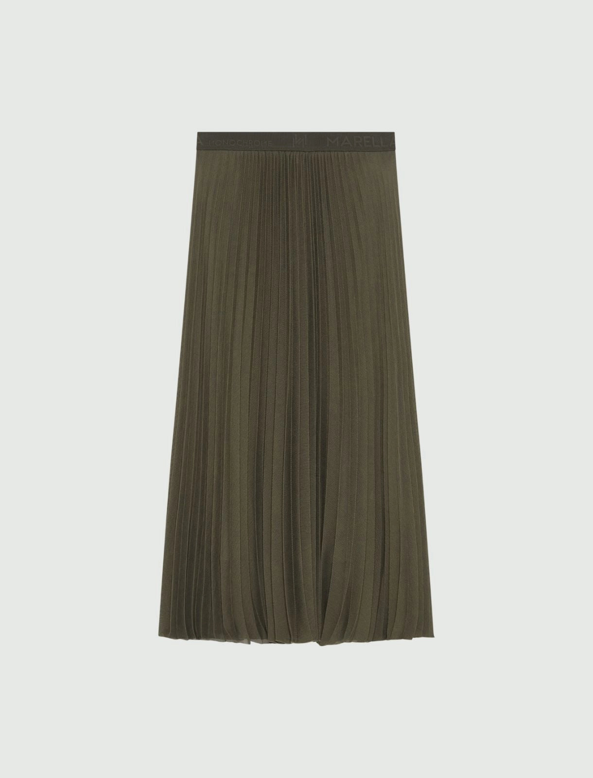 Plissé-Pleated Mesh Calf-Length Skirt