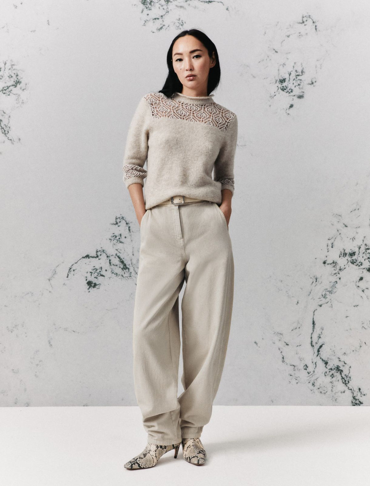 Marella Cotton barrel-leg trousers - TURTLEDOVE