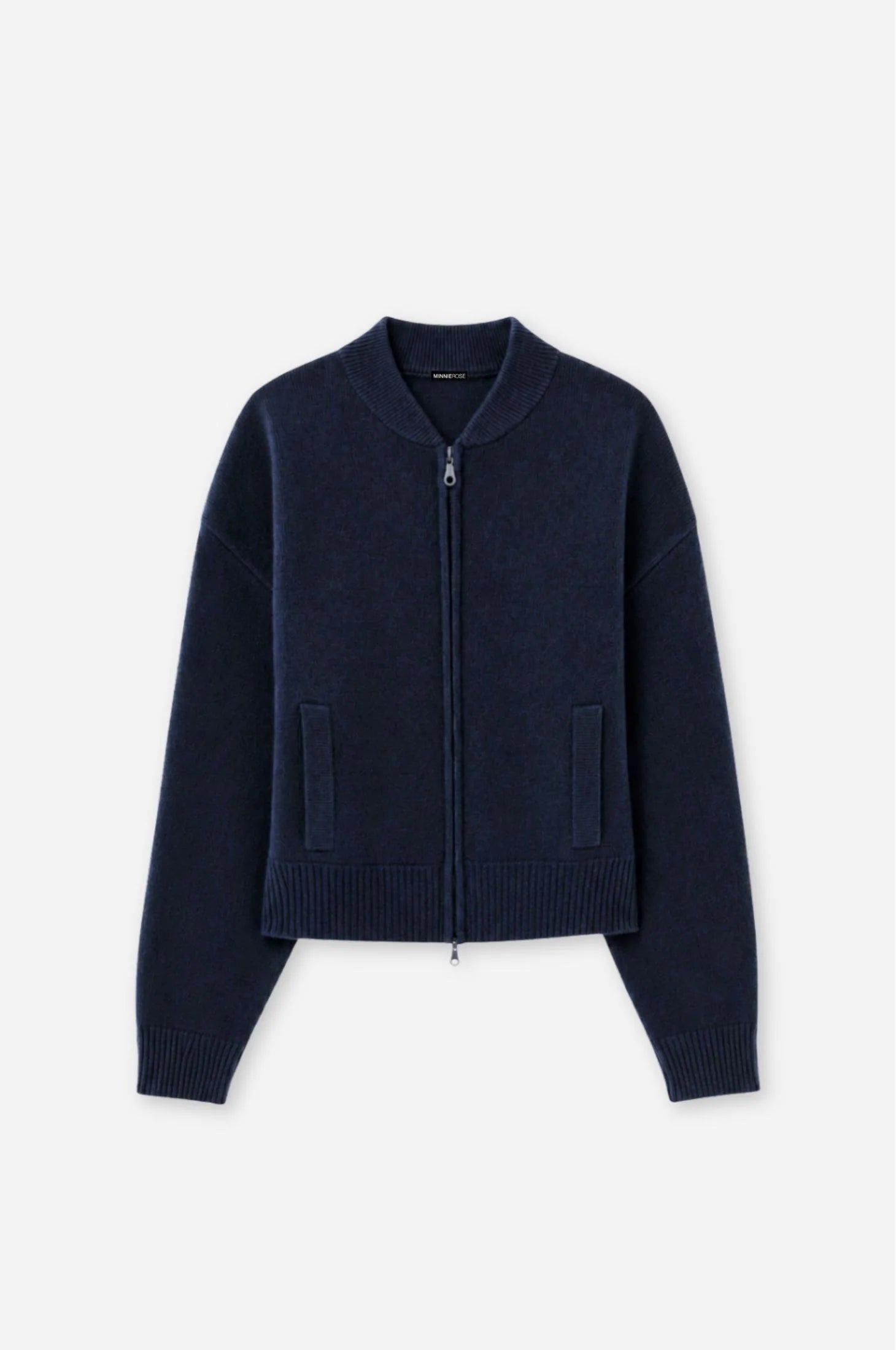Minnie Rose Cashmere Cropped Bomber - Navy
