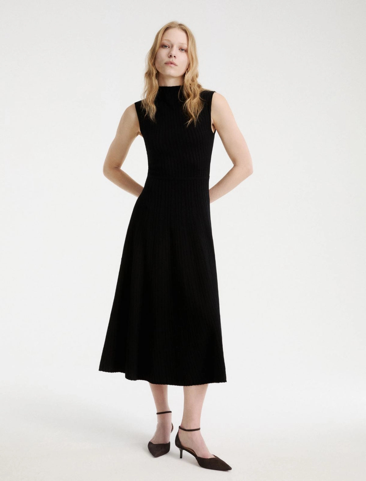 Marella Sleeveless ribbed knit dress - BLACK