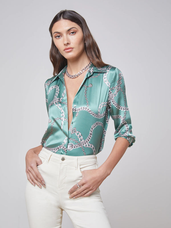 Dani 3/4 Sleeve Blouse - Frosty Spruce