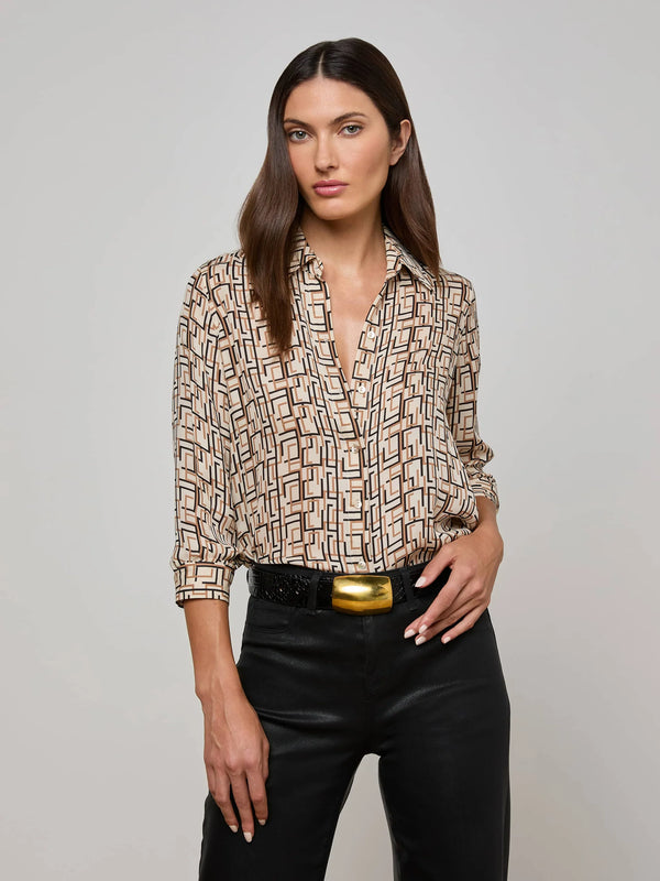 Nina L/S Blouse - Geo Print