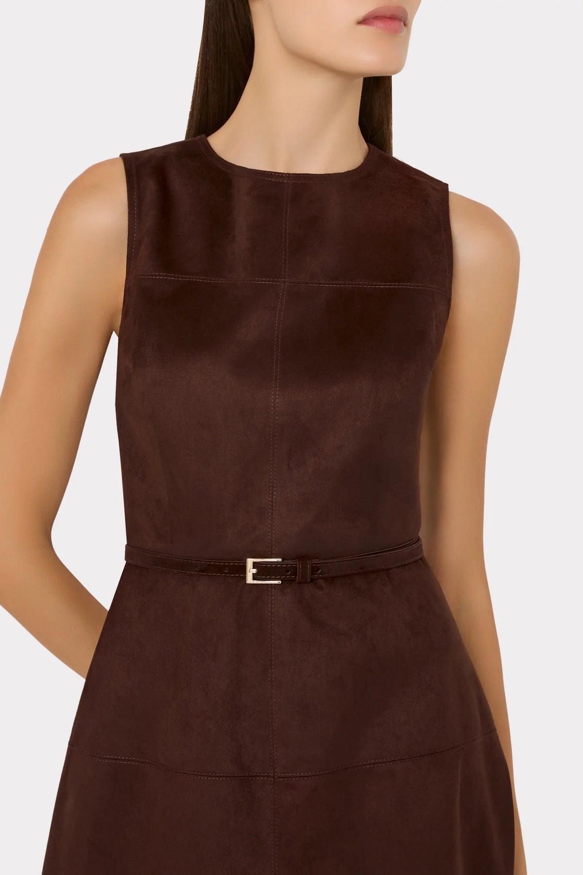 Milly Frankie Suede Belted Midi Dress