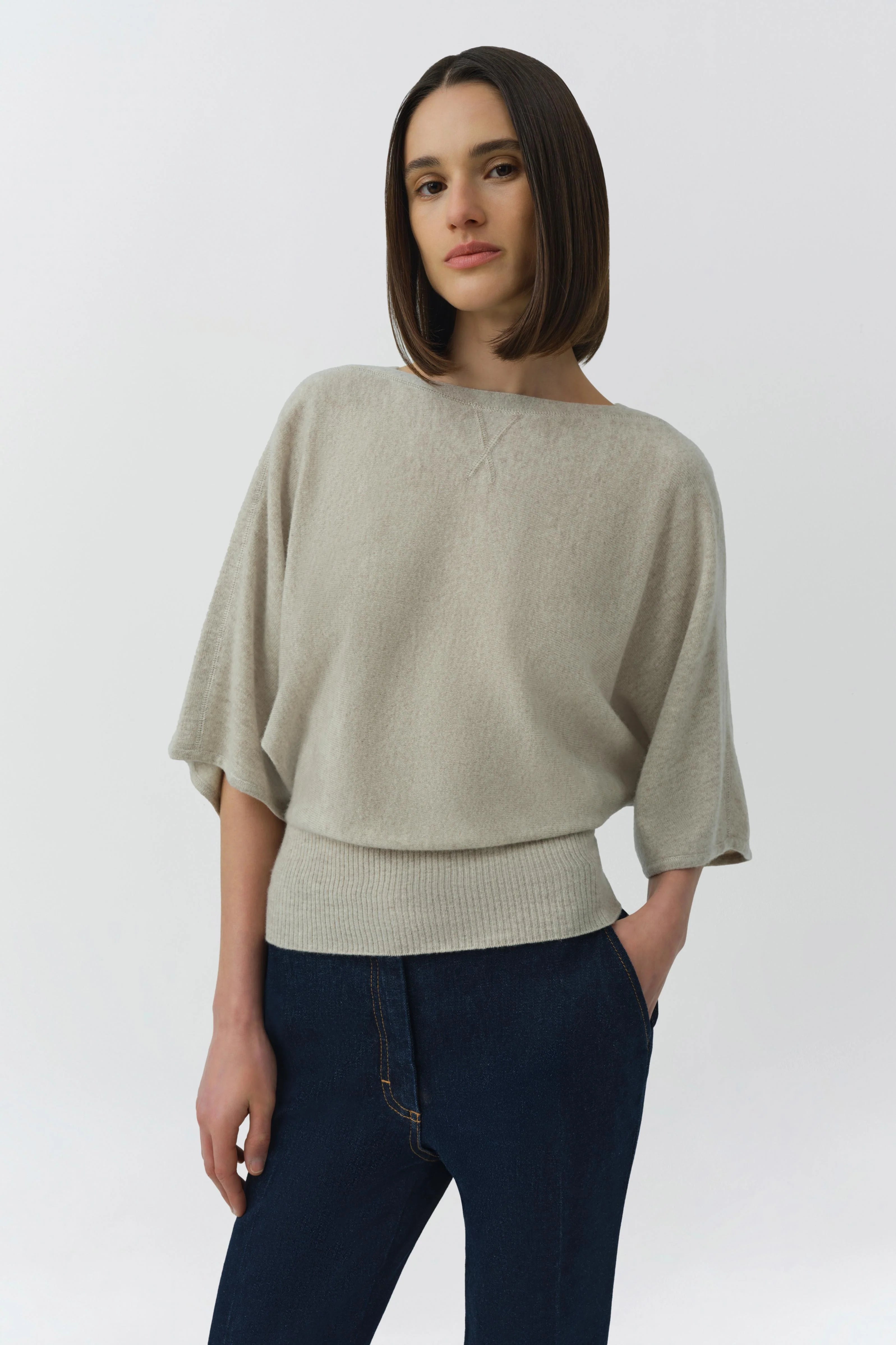 Simkhai Shai Dolman Boxy Tee - Stone