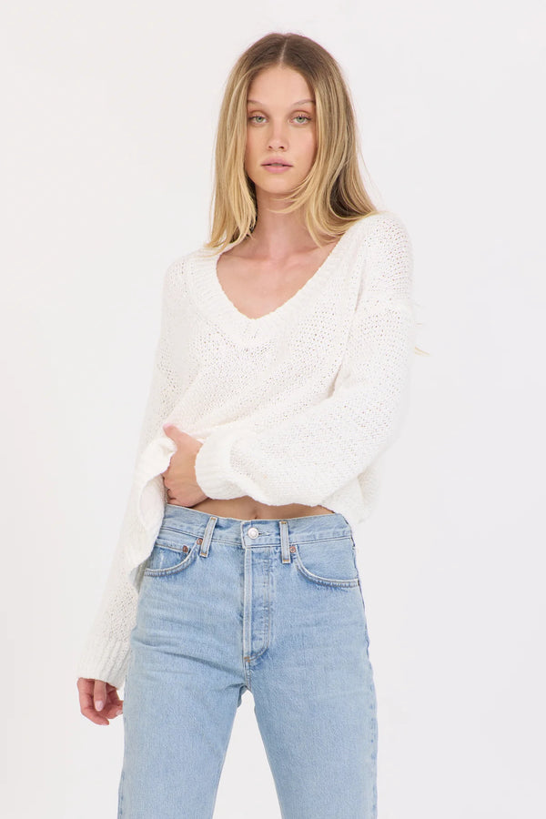 Linnea V Neck Pullover - Ivory