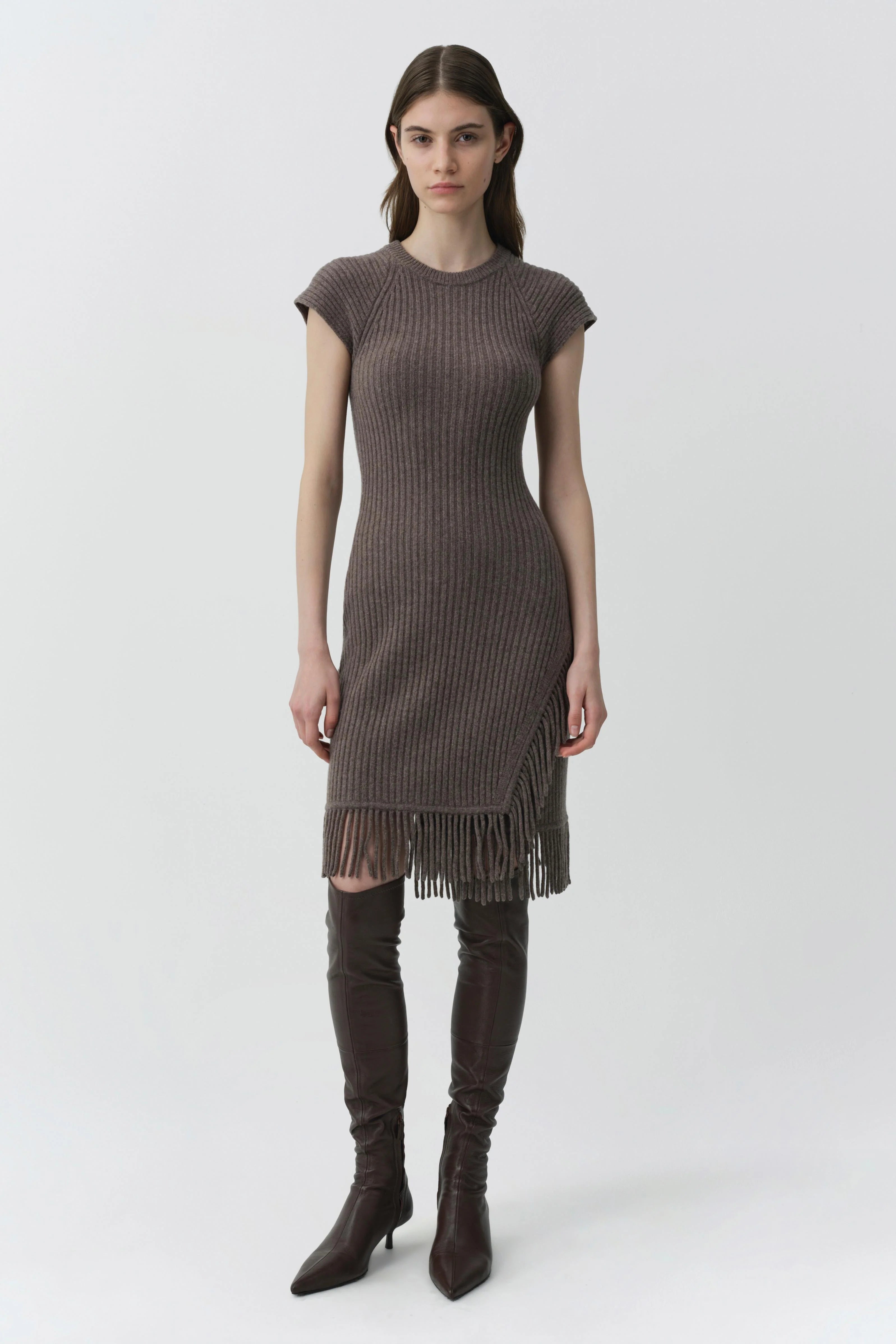 Simkhai Margot Short-Sleeve Mini Dress - Mushroom