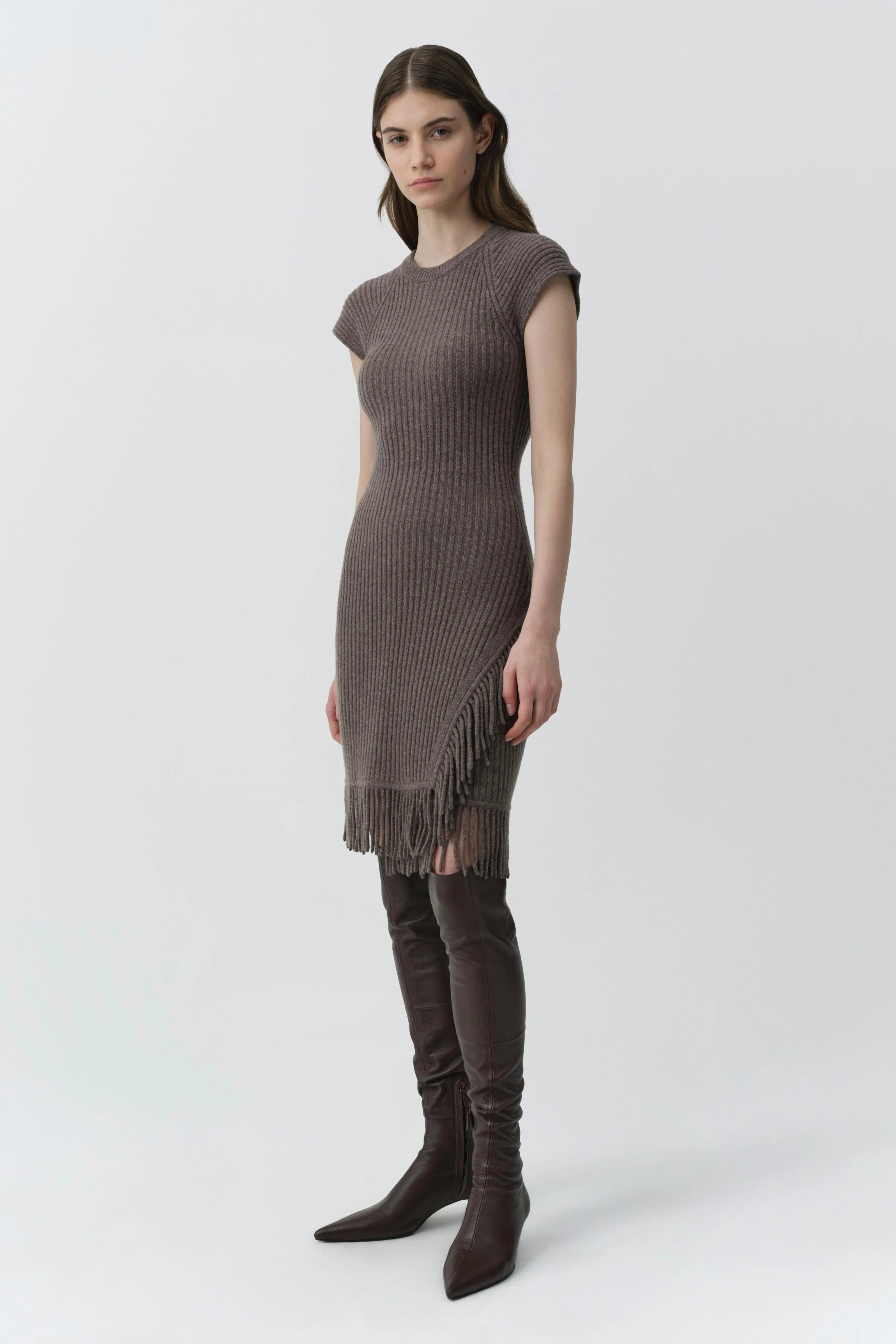 Simkhai Margot Short-Sleeve Mini Dress - Mushroom