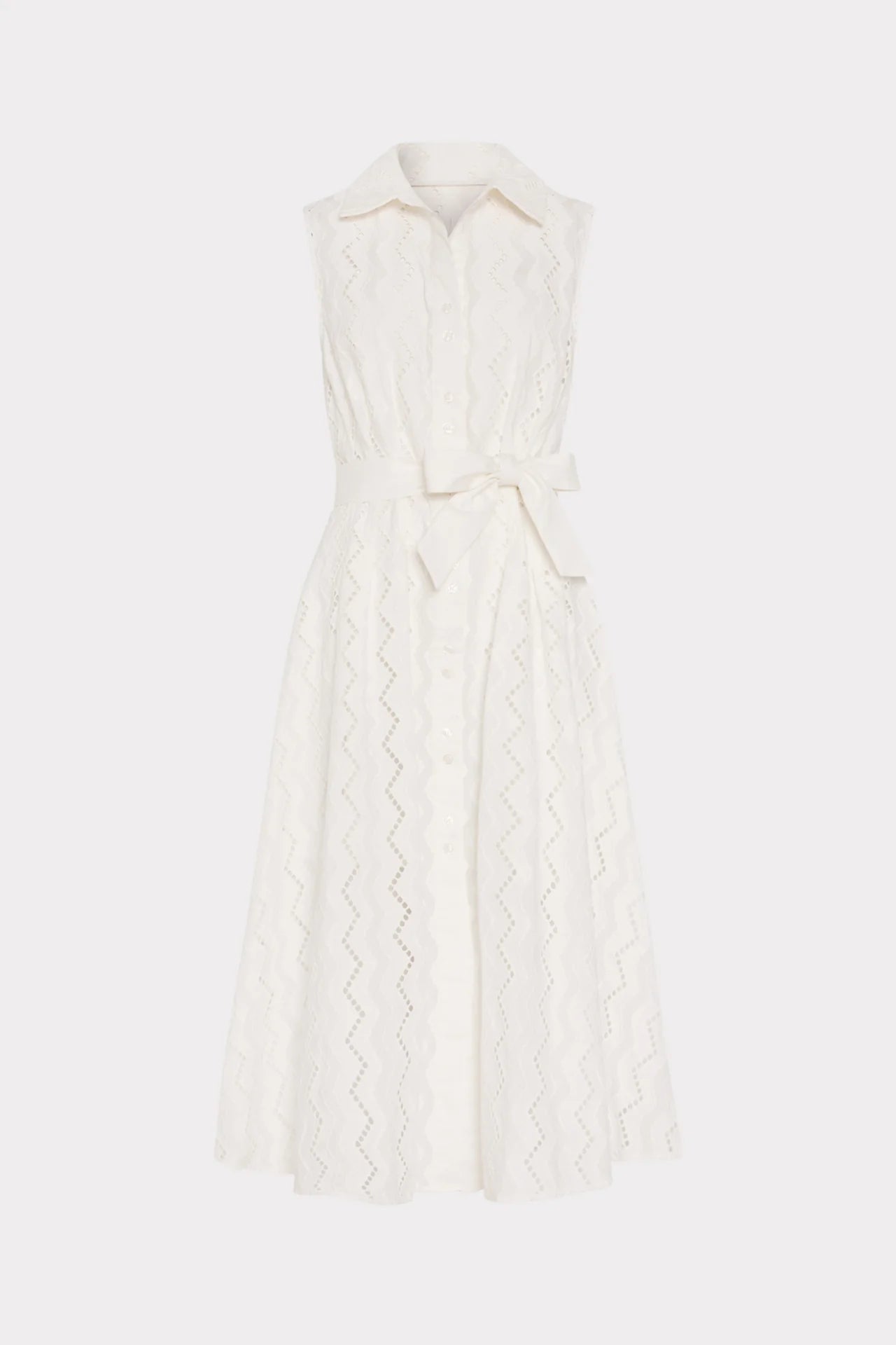Milly Leya Eyelet Midi Dress - White