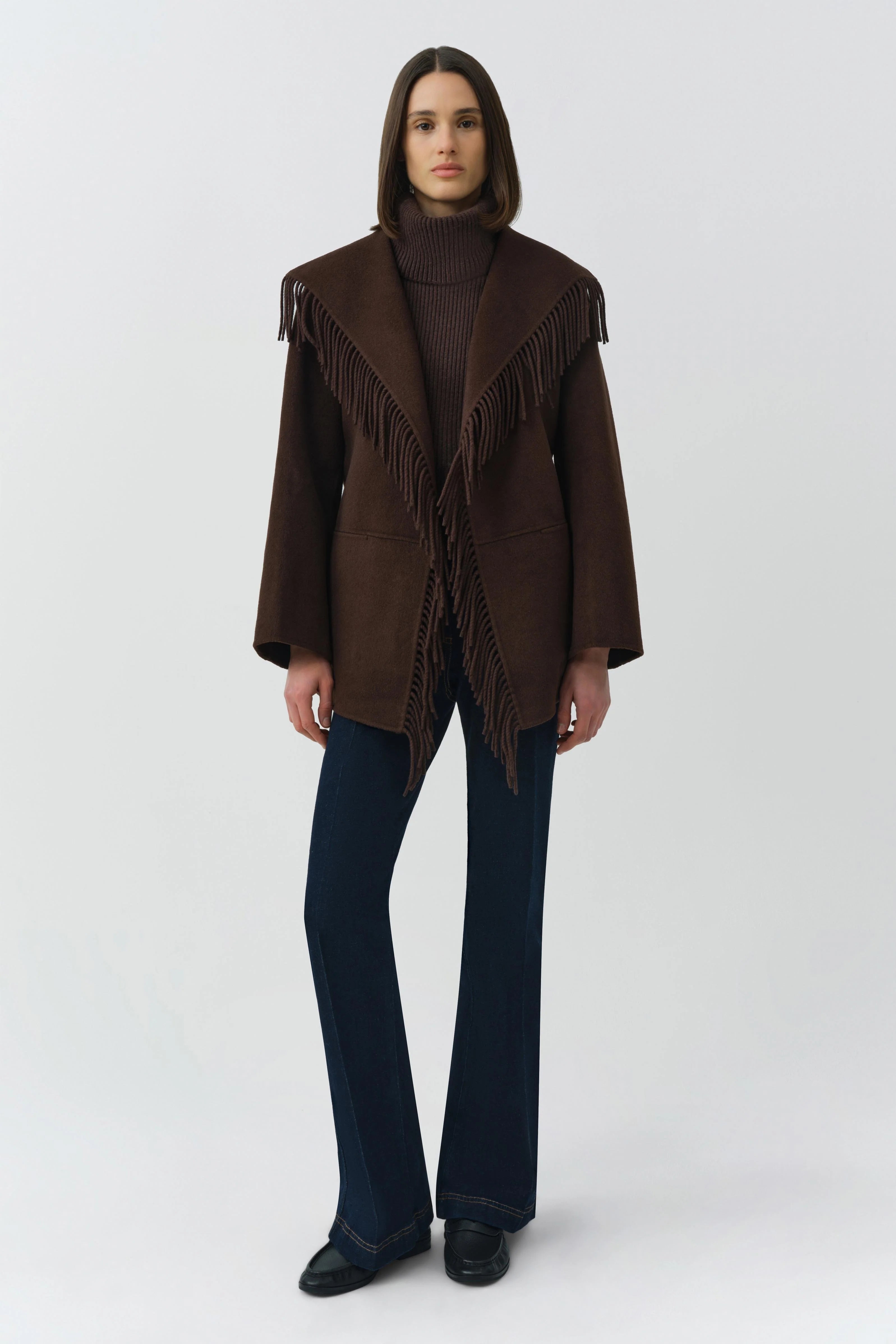 Simkhai Rowen Fringe Jacket - Chocolate