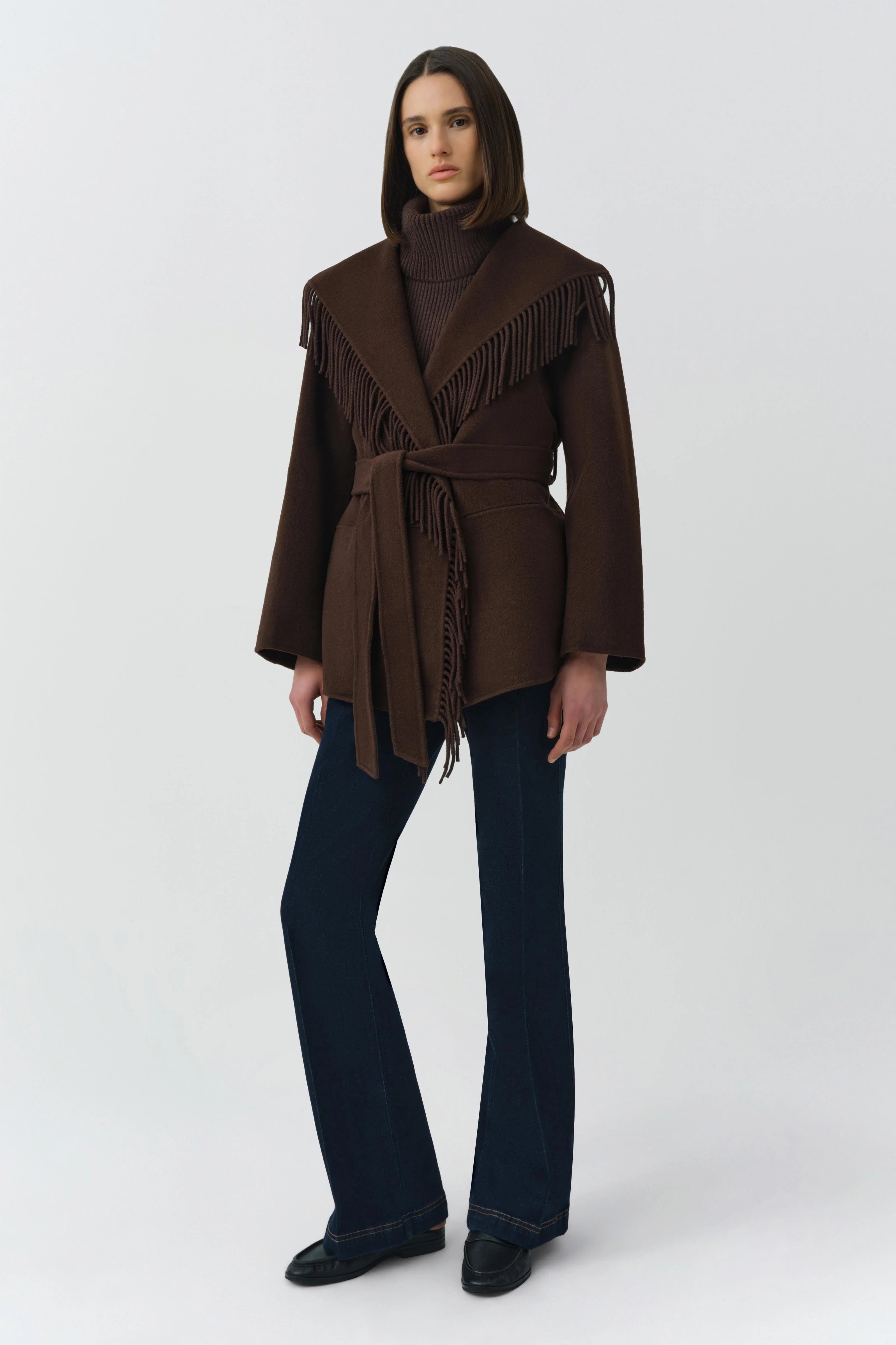 Simkhai Rowen Fringe Jacket - Chocolate