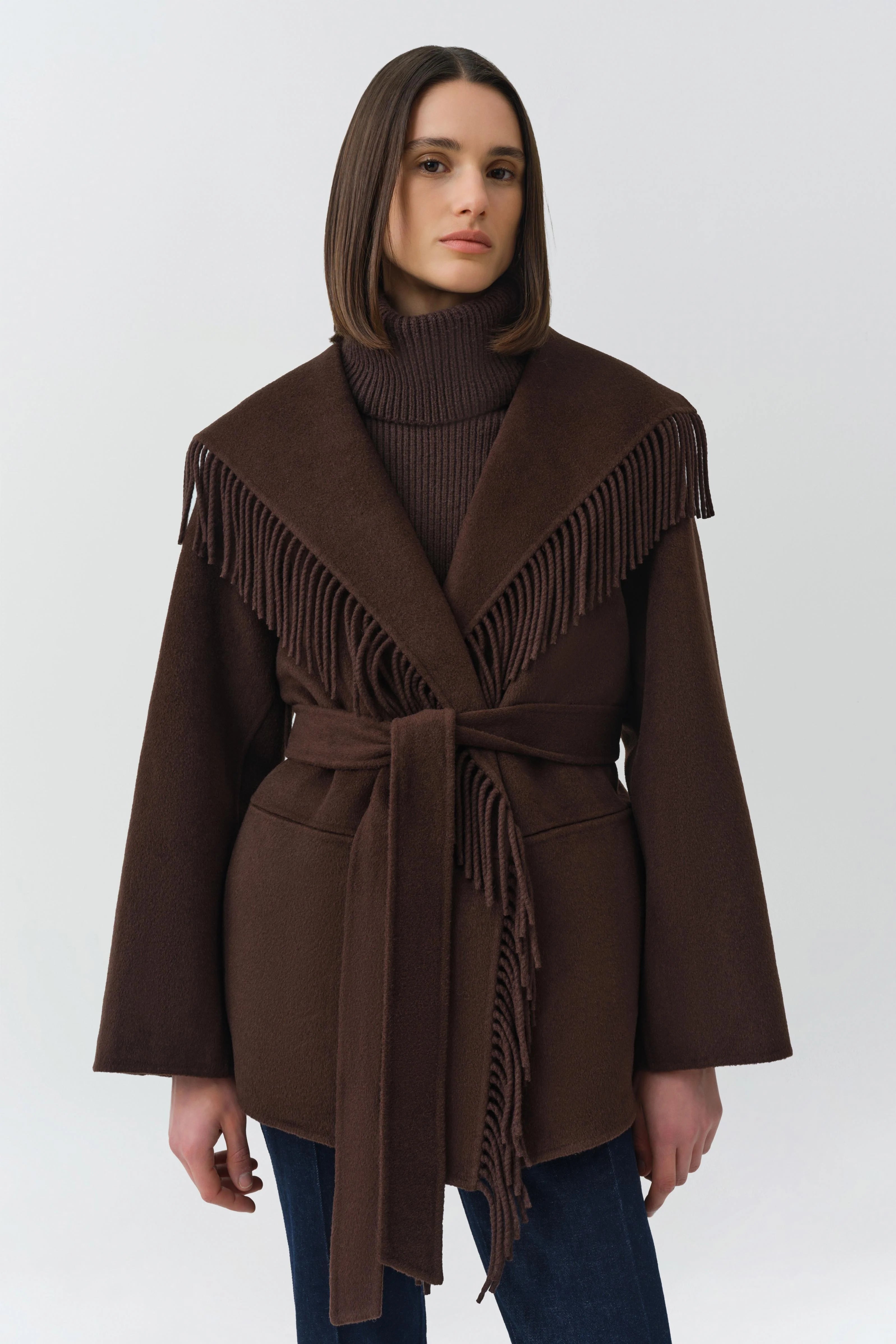 Simkhai Rowen Fringe Jacket - Chocolate