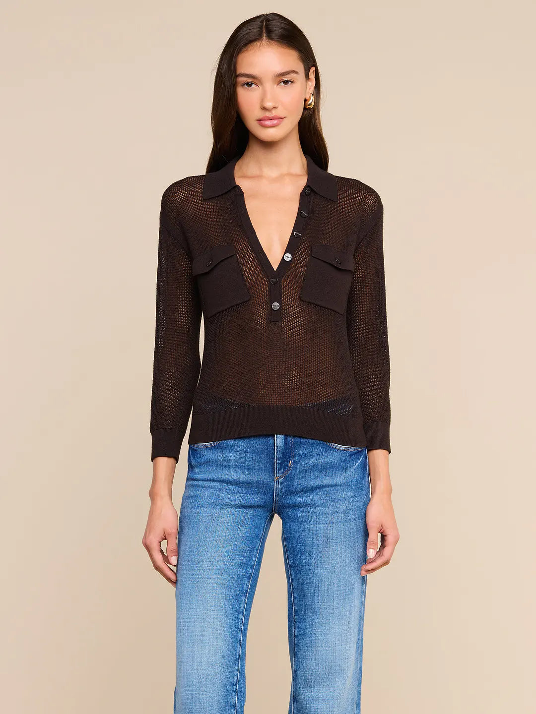 L'Agence Carine Pointelle Collared Sweater