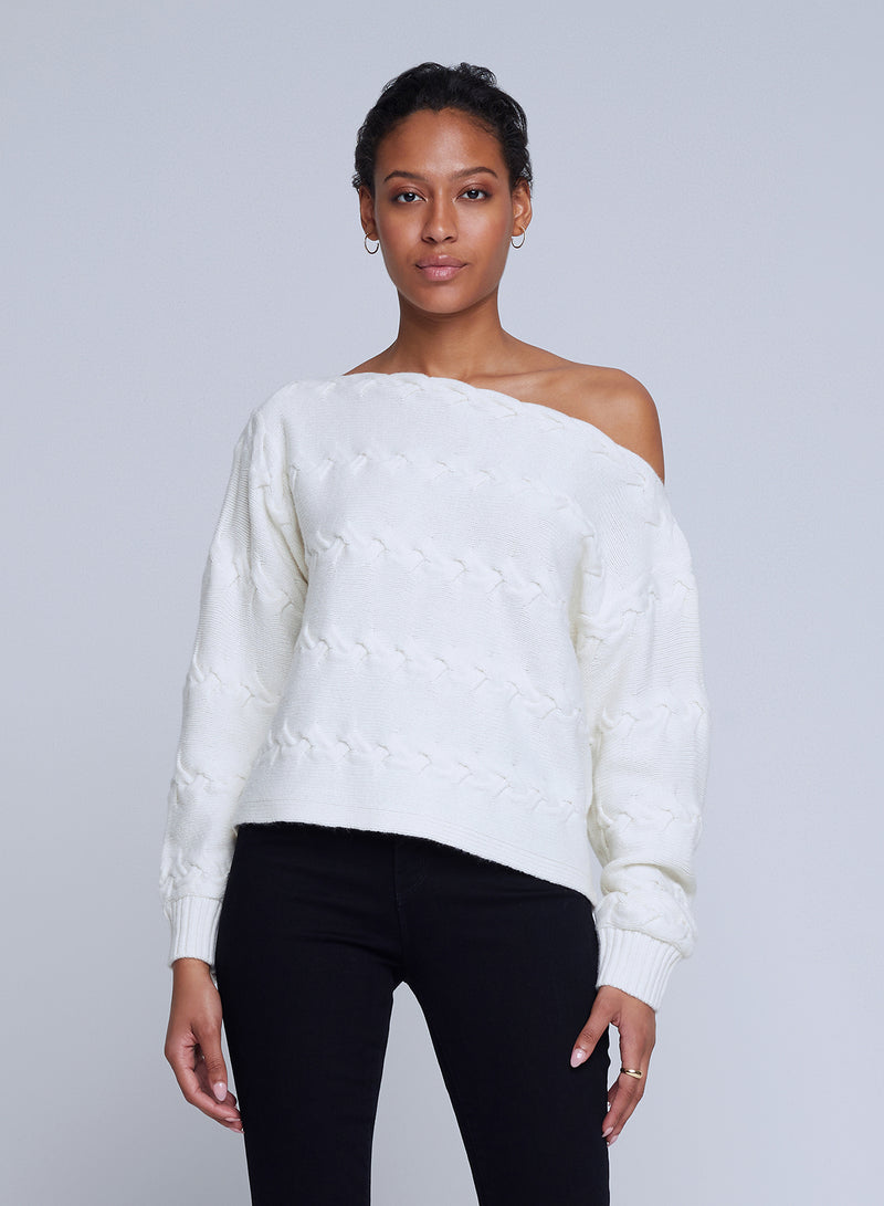 Shan Off The Shoulder Cable Knit Sweater