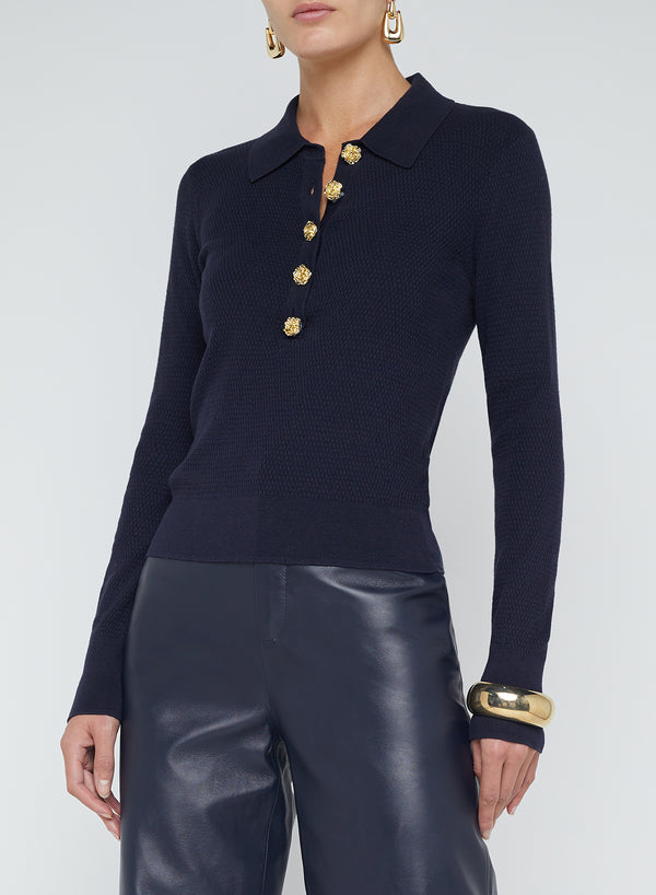 Sterling Jewel Button Sweater - Midnight