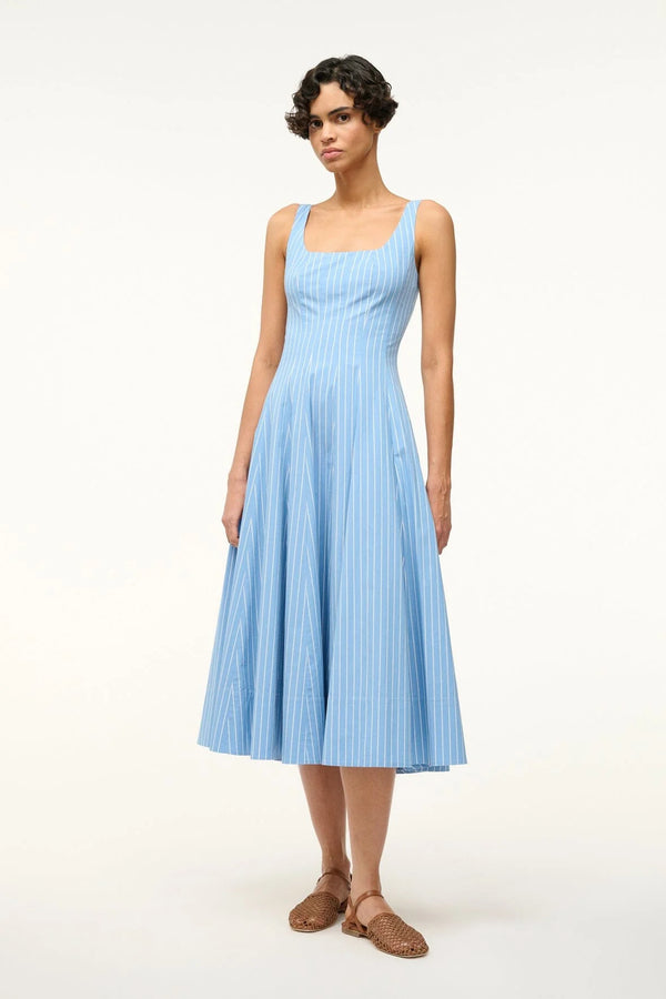 Wells Dress - Azure Pinstripe