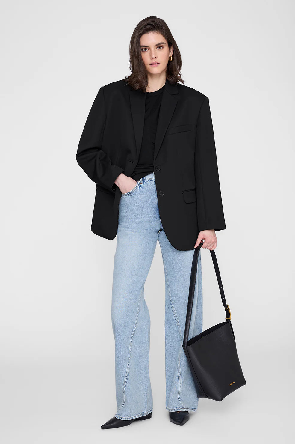 Anine Bing Elly Medium Bucket Bag - Black