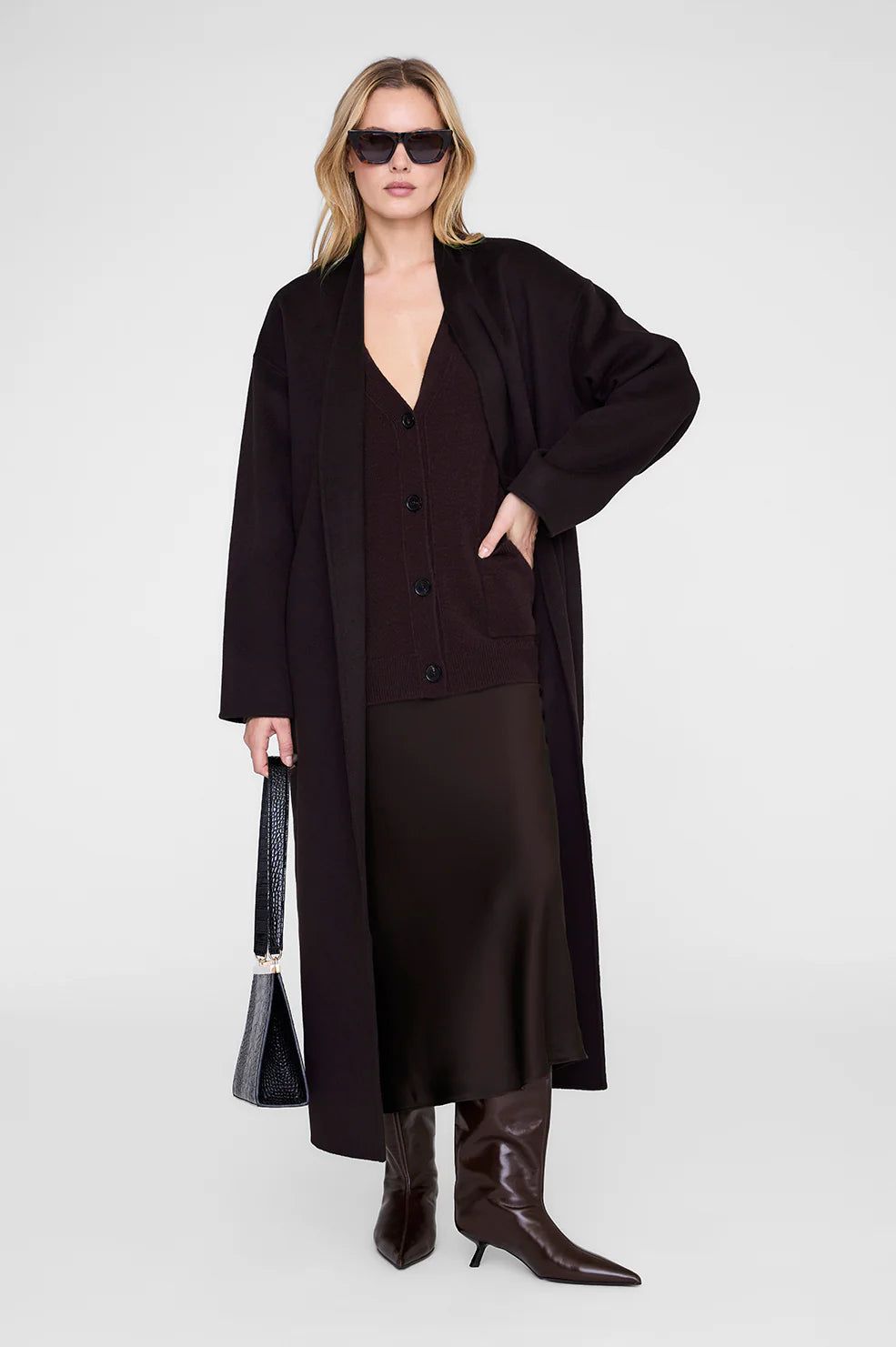 Bar Silk Skirt - Dark Brown