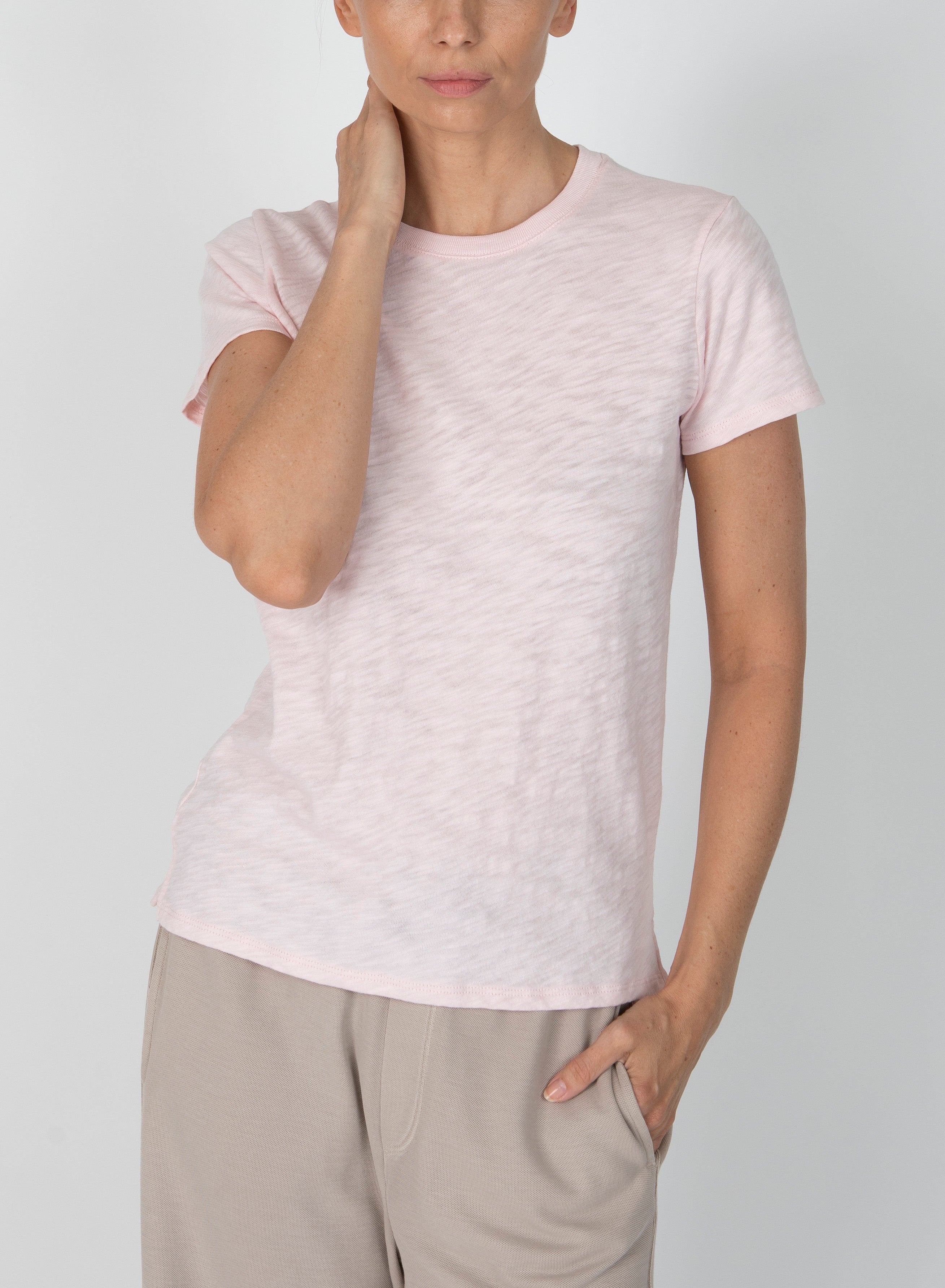Slub Crew Neck Tee - Pink Camellia