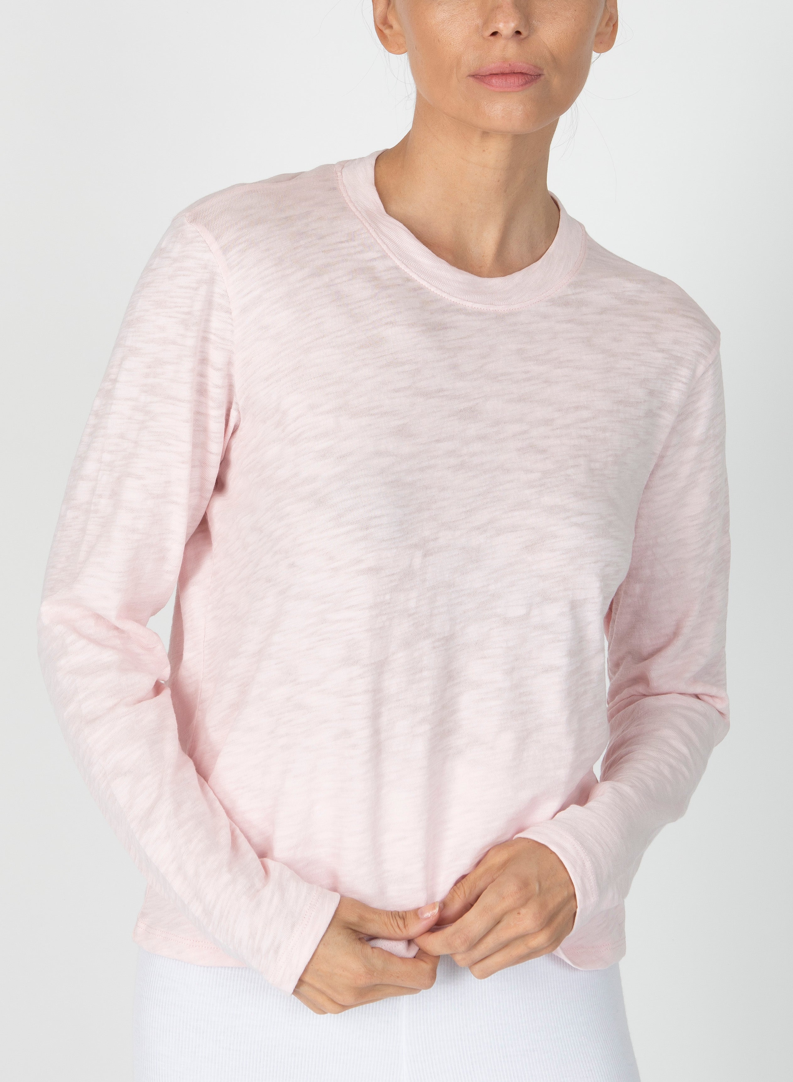 Slub Jersey L/S Crop Tee - Pink Camellia