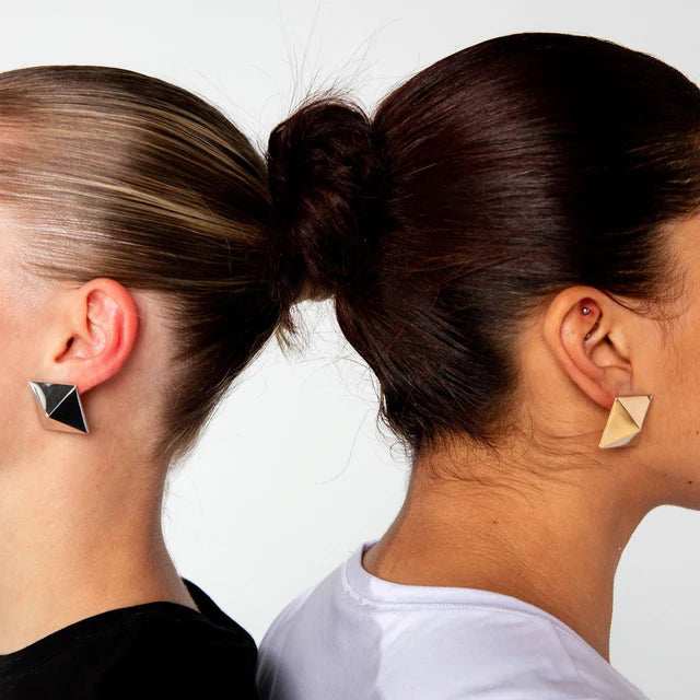 Gold Pyramid Stud Earrings - Gold