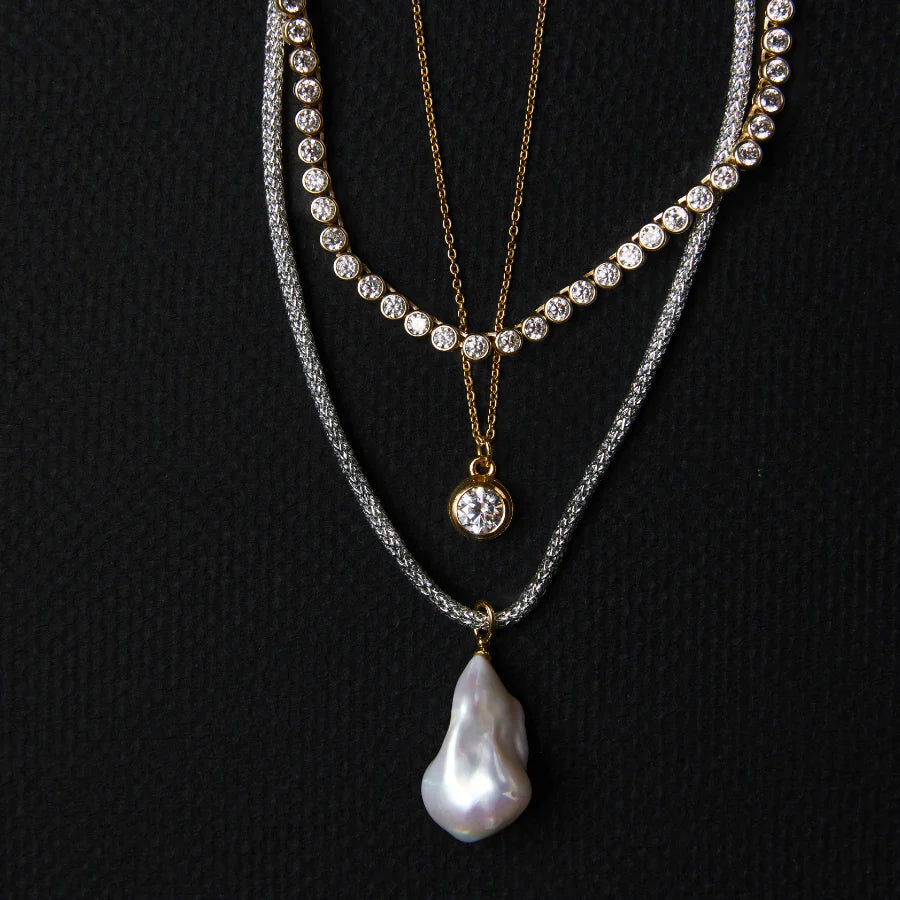 Hart Bezel Tennis Necklace