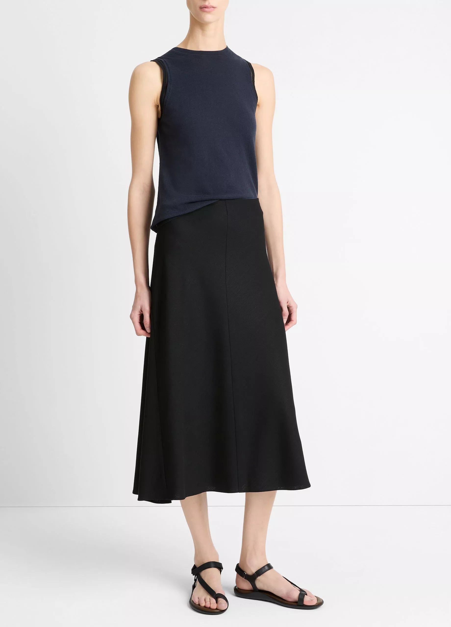 Bias Full Skirt-Black