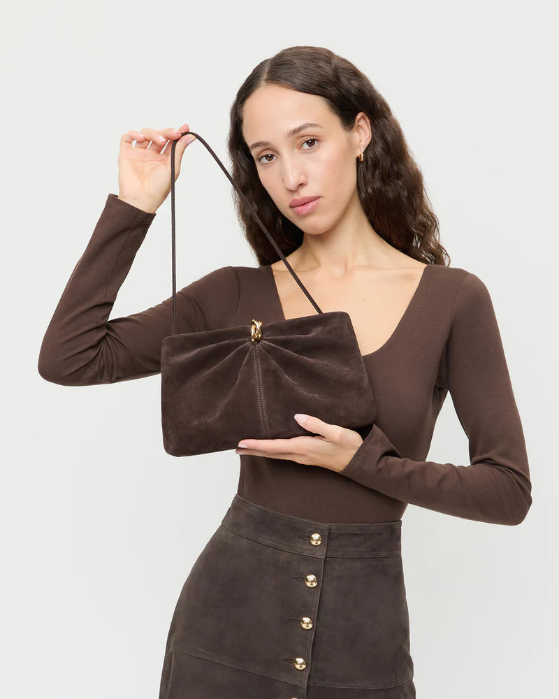 Corrine Brown Suede Gathered Clutch