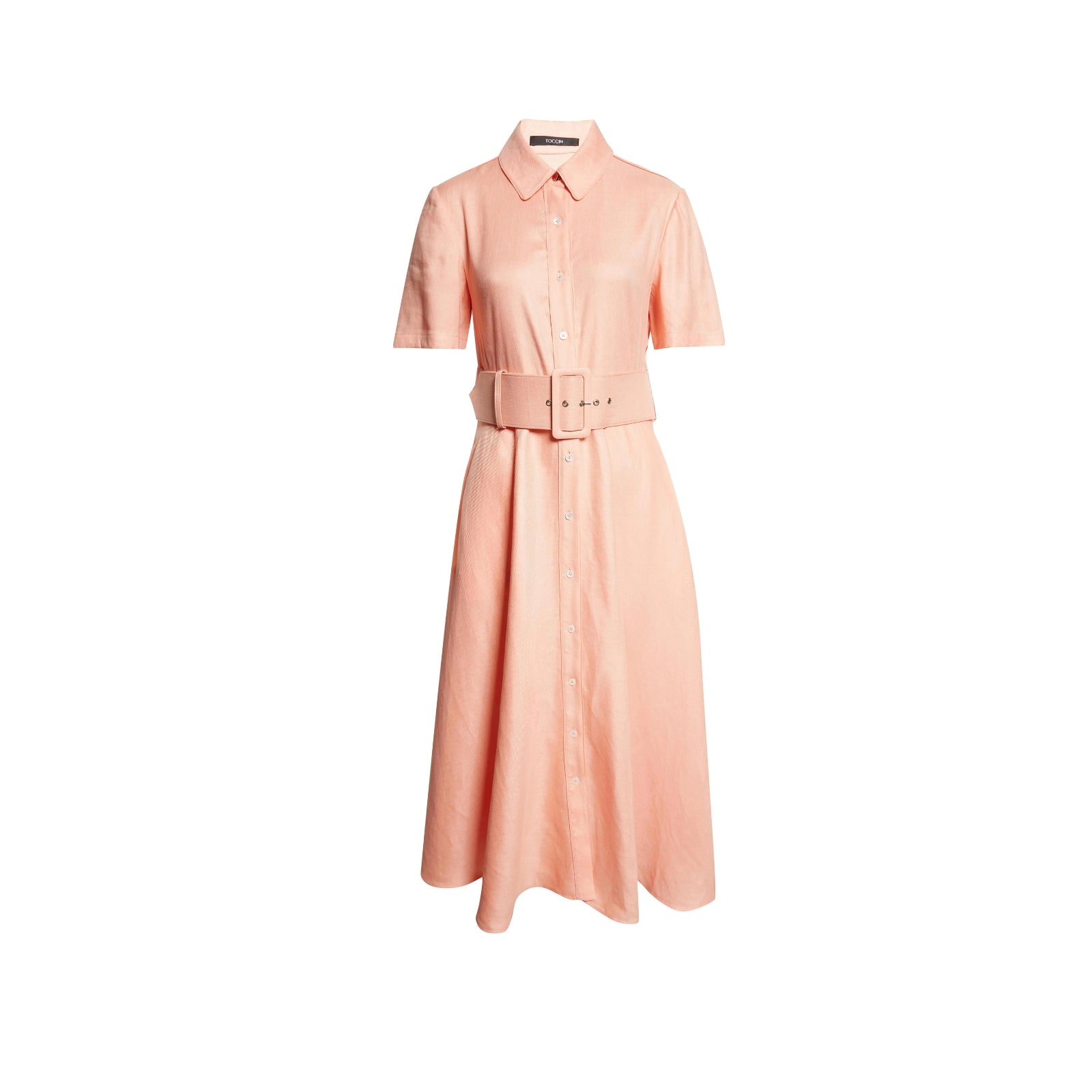 Toccin Jean Short Sleeve Shirt Dress - Sherbert