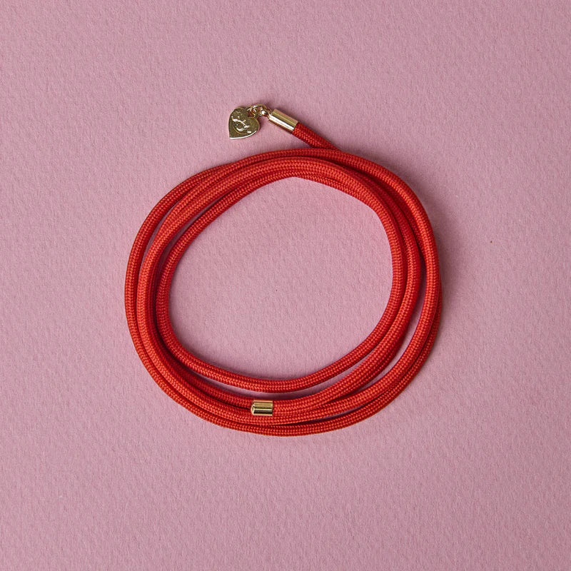 Red Coral Necklace Cord & Always Disc Charm