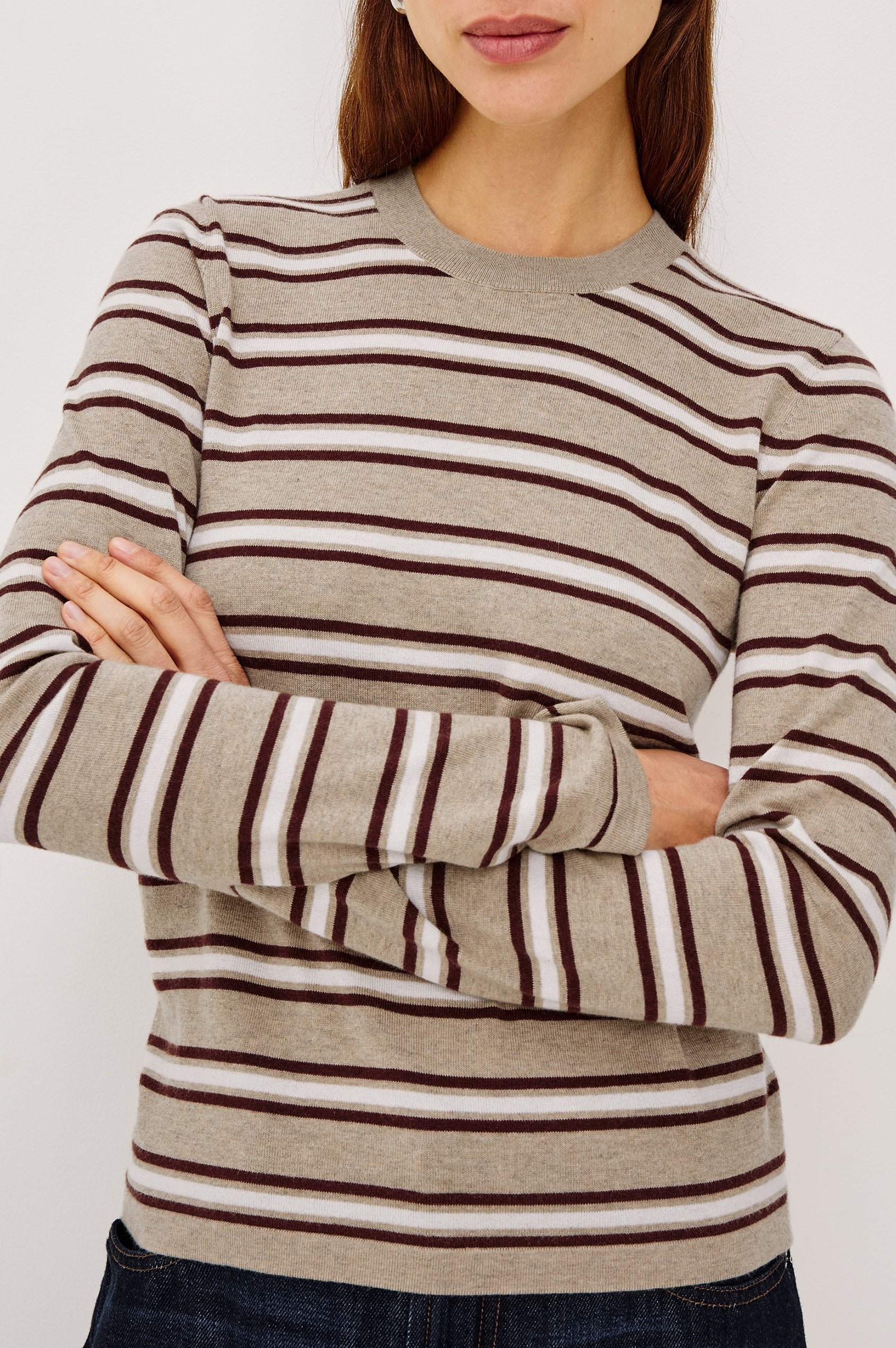 Rails Davie Long-Sleeve Stripe Sweater - Heather Oat Stripe
