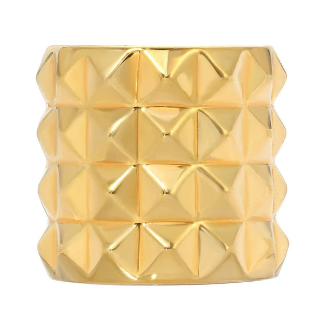 Pyramid Cigar Band Ring - Gold