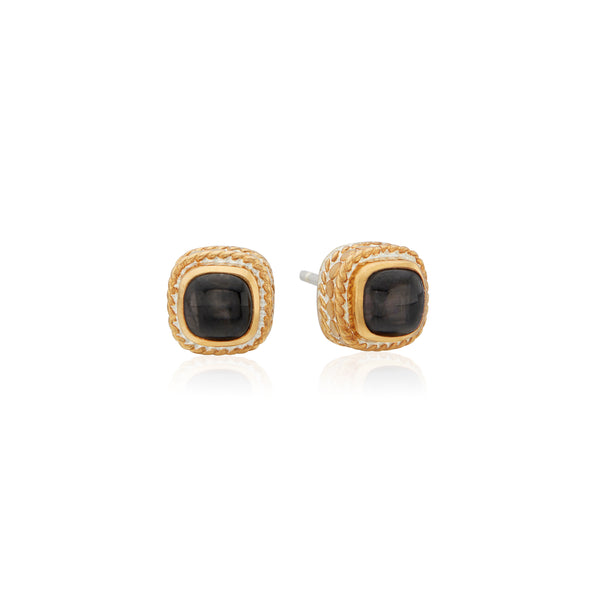 Hypersthene Cushion Stud Earrings