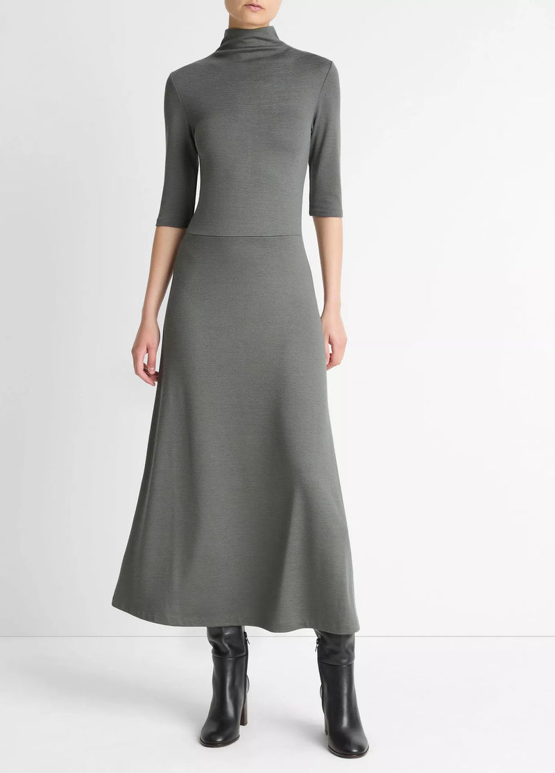 Elbow Sleeve Turtleneck Dress