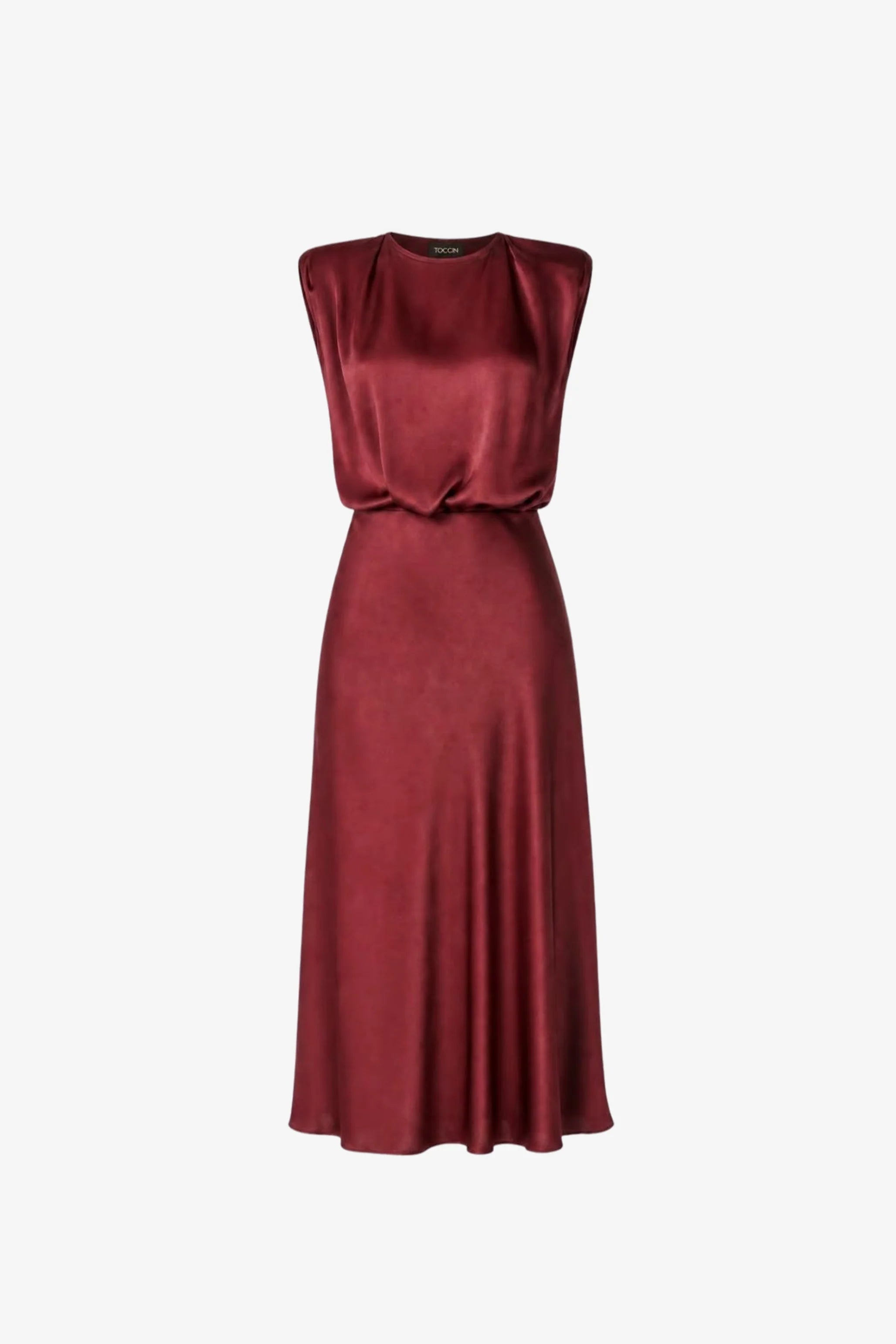 Toccin Flora Sleeveless Blouson Silky Satin Dress