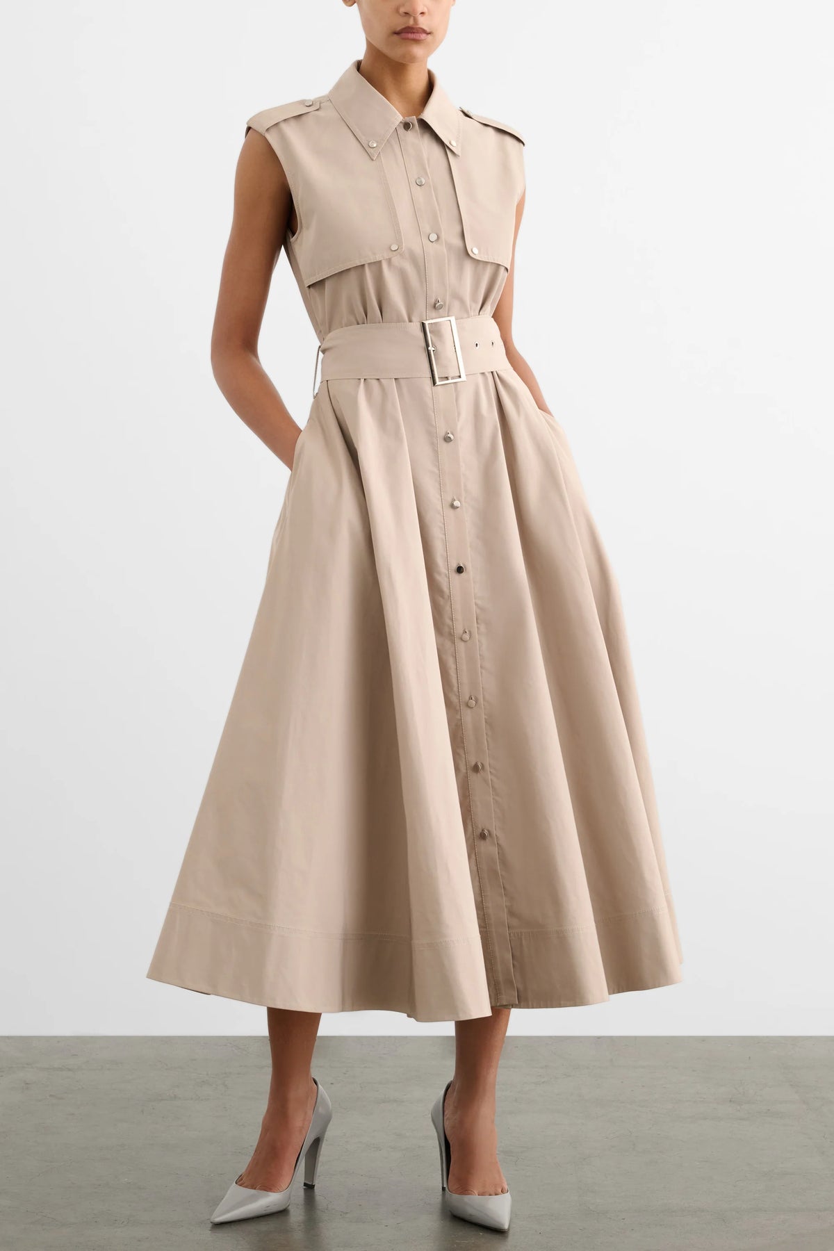 Toccin Gail Button Front Midi Dress