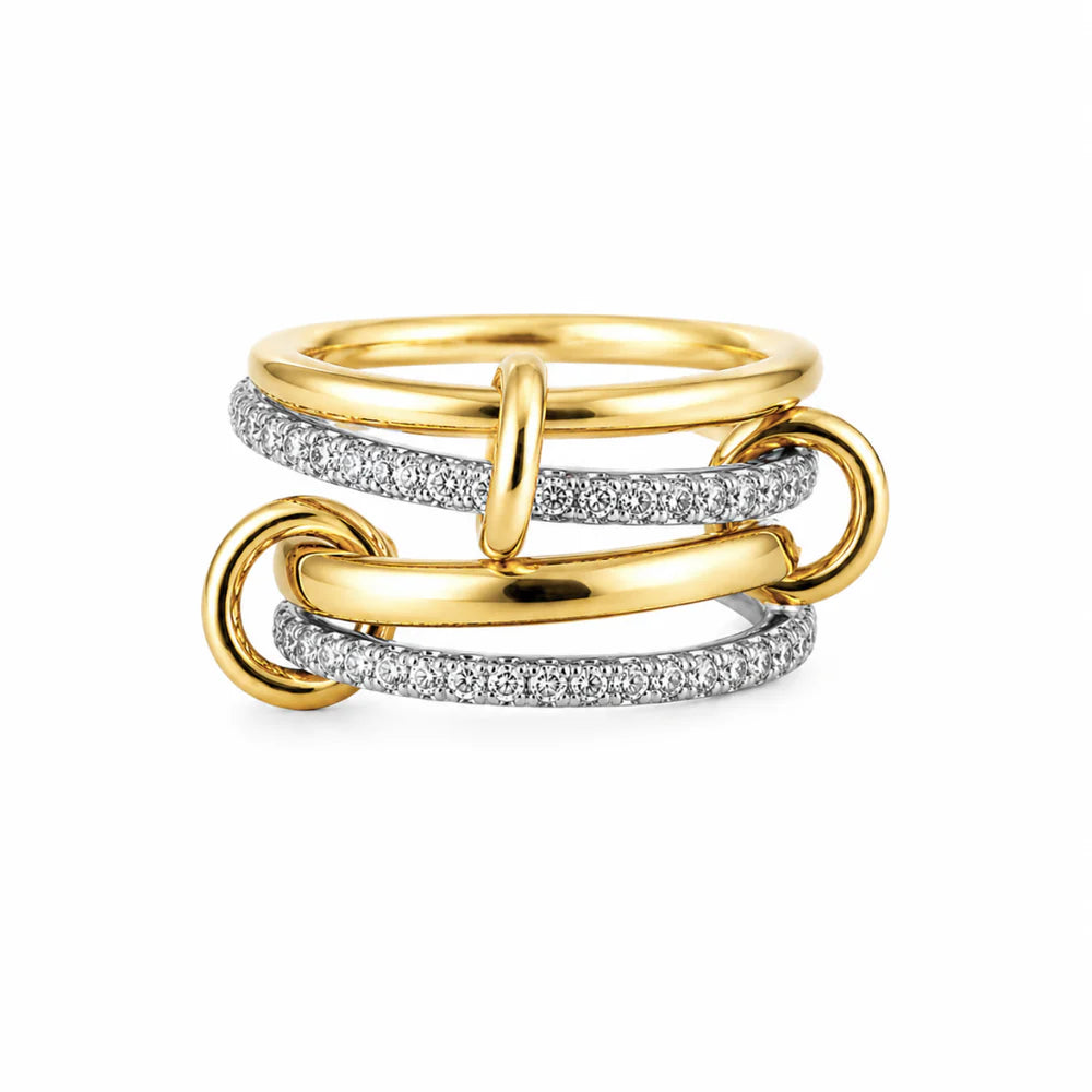 Sahira Mina Two Tone Pave Stacked Ring