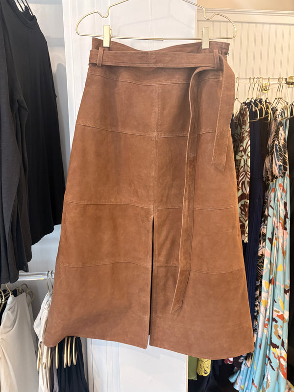 Goat Suede Skirt w/Front Slit