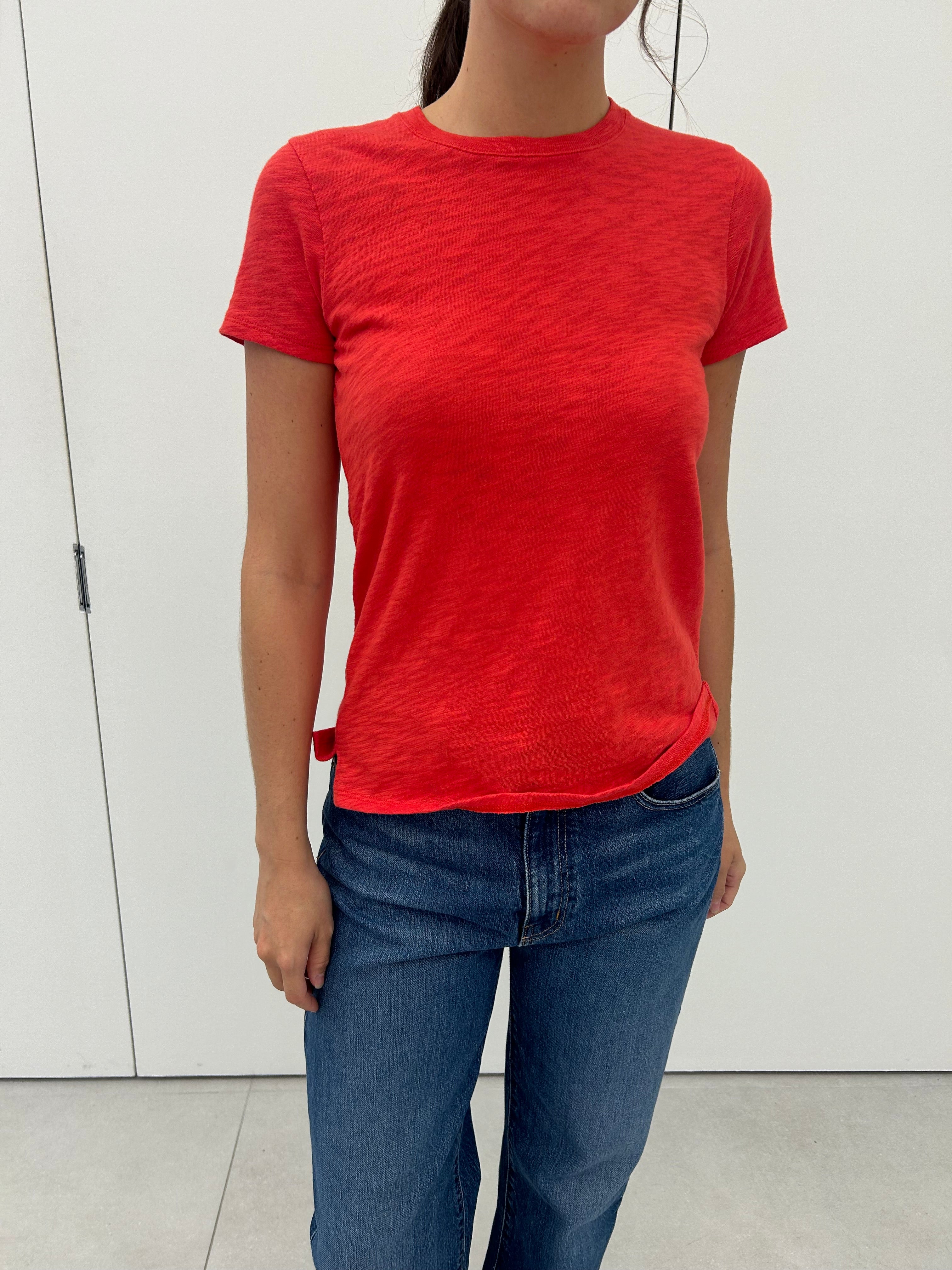Slub Crew Neck Tee - Cardinal Red