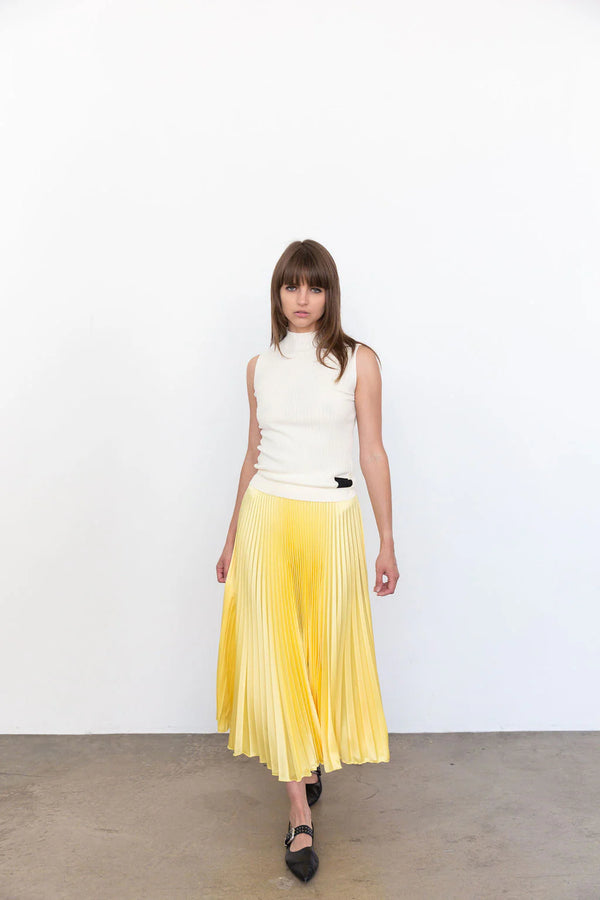 SATIN SKIRT MIDI - YELLOW