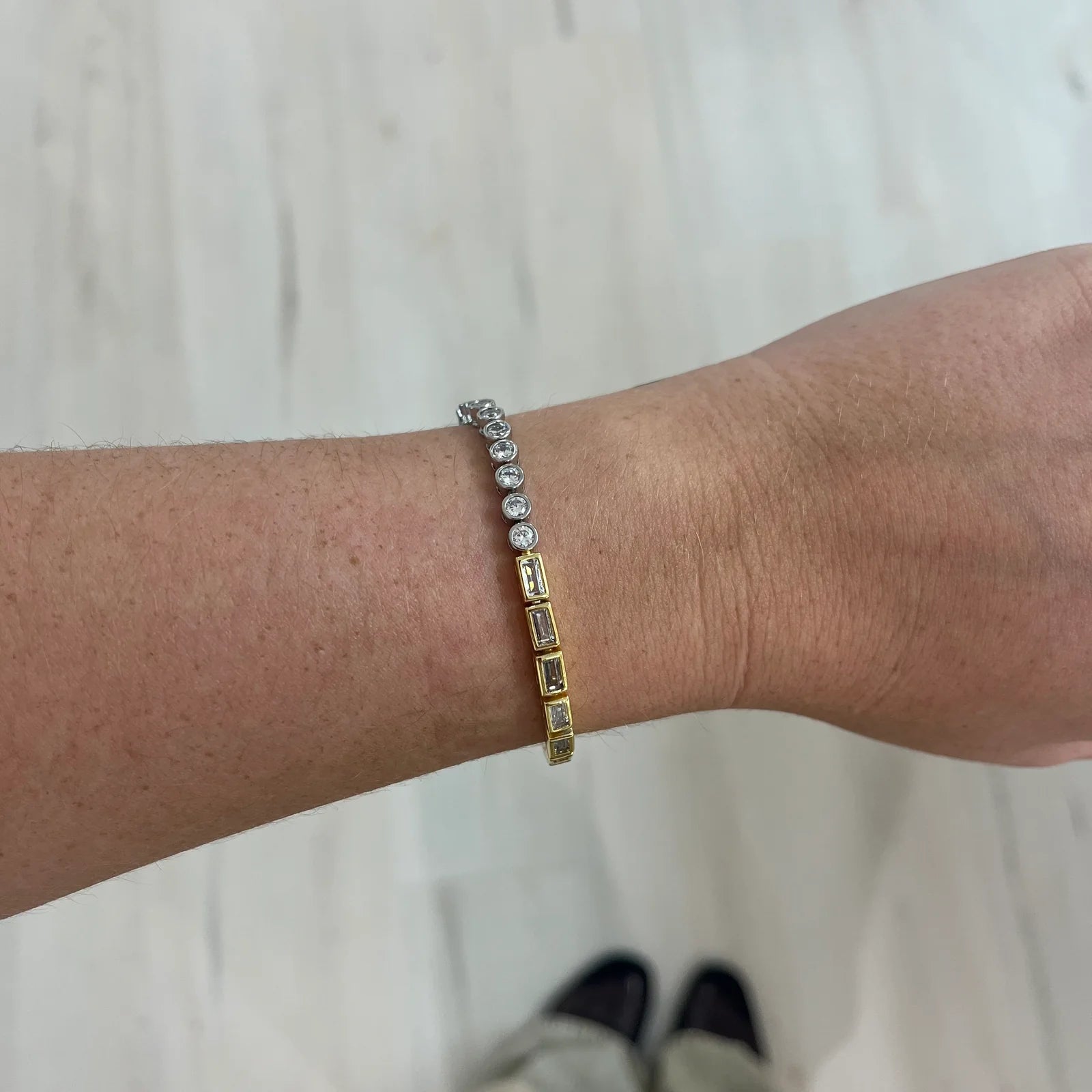 Sahira Adrian Two-Tone Bezel Tennis Bracelet