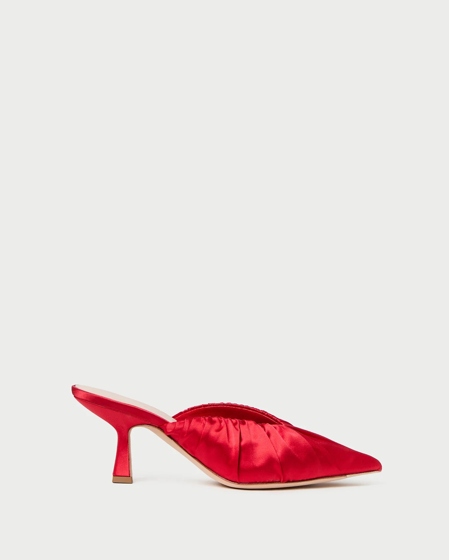 Inez Red Satin Mid-Heel Mule