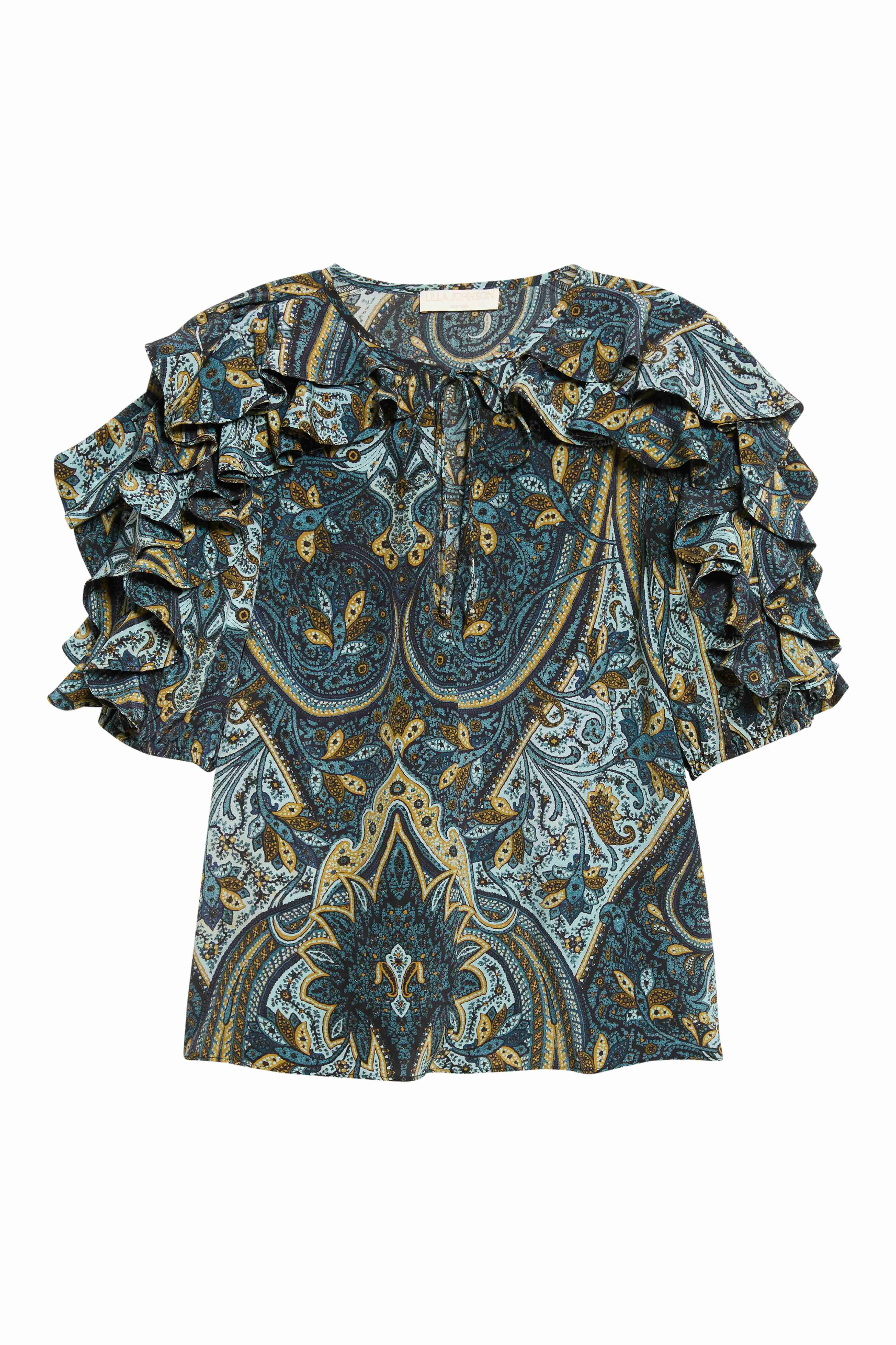 Ulla Johnson Josephine Short Sleeve Silk Top