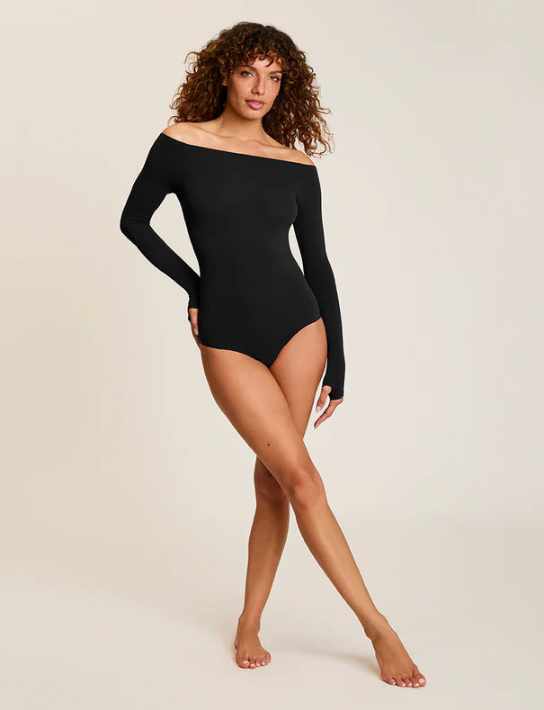 Ballet Off the Shoulder Bodysuit - Black
